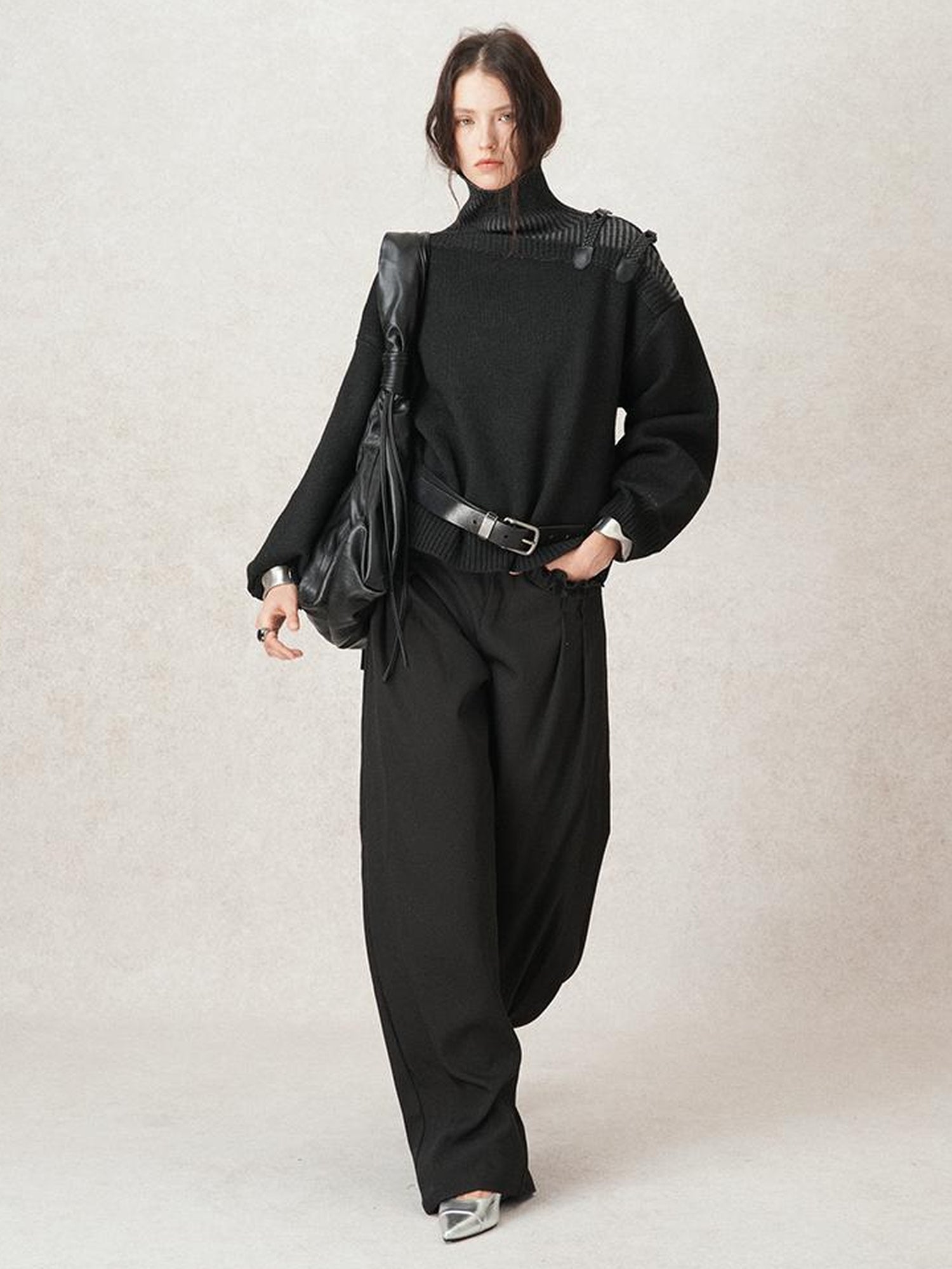AnnoMundi Lazy Pleated Wide Leg Trousers with Adjustable Waist