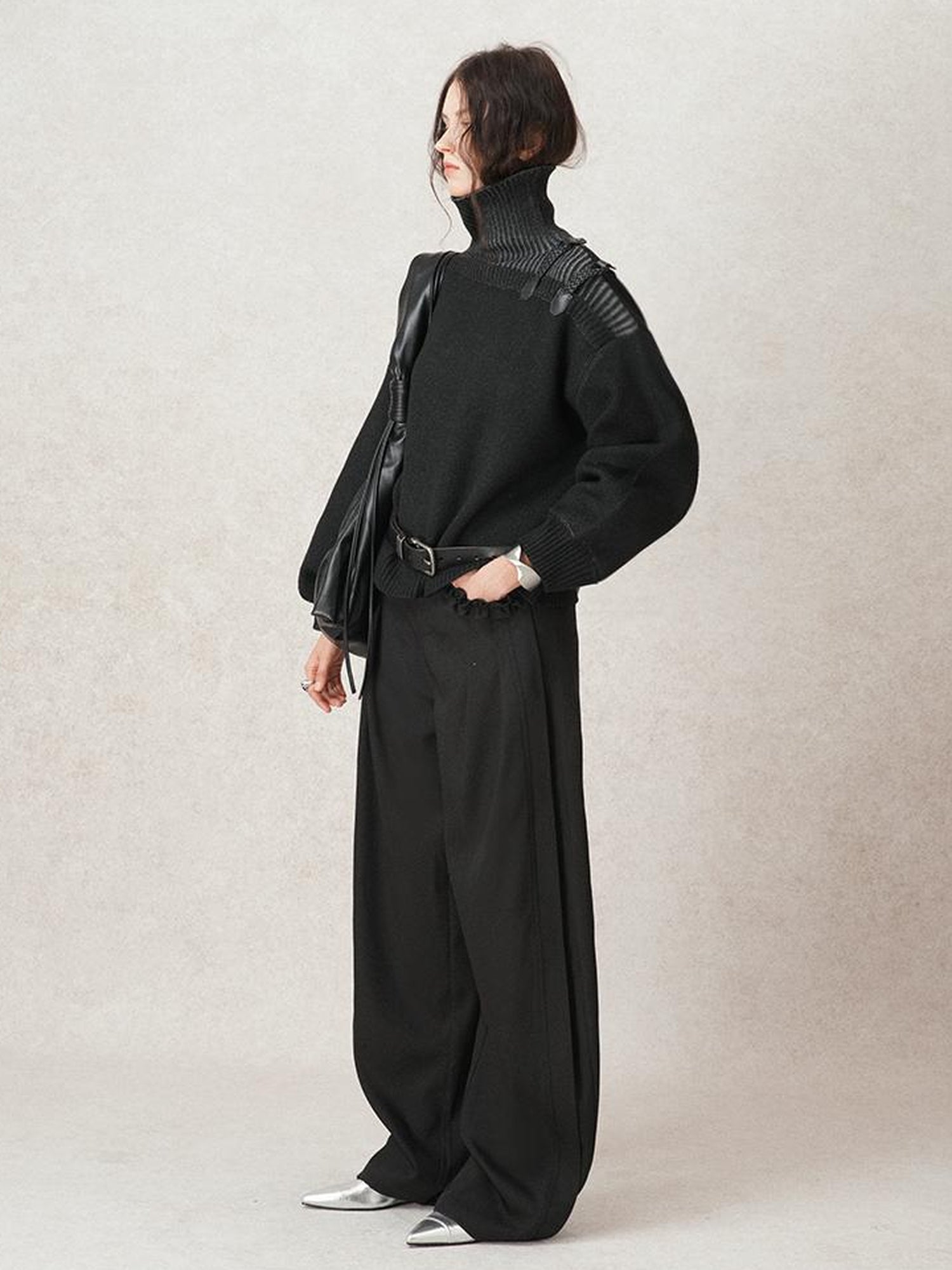 AnnoMundi Lazy Pleated Wide Leg Trousers with Adjustable Waist