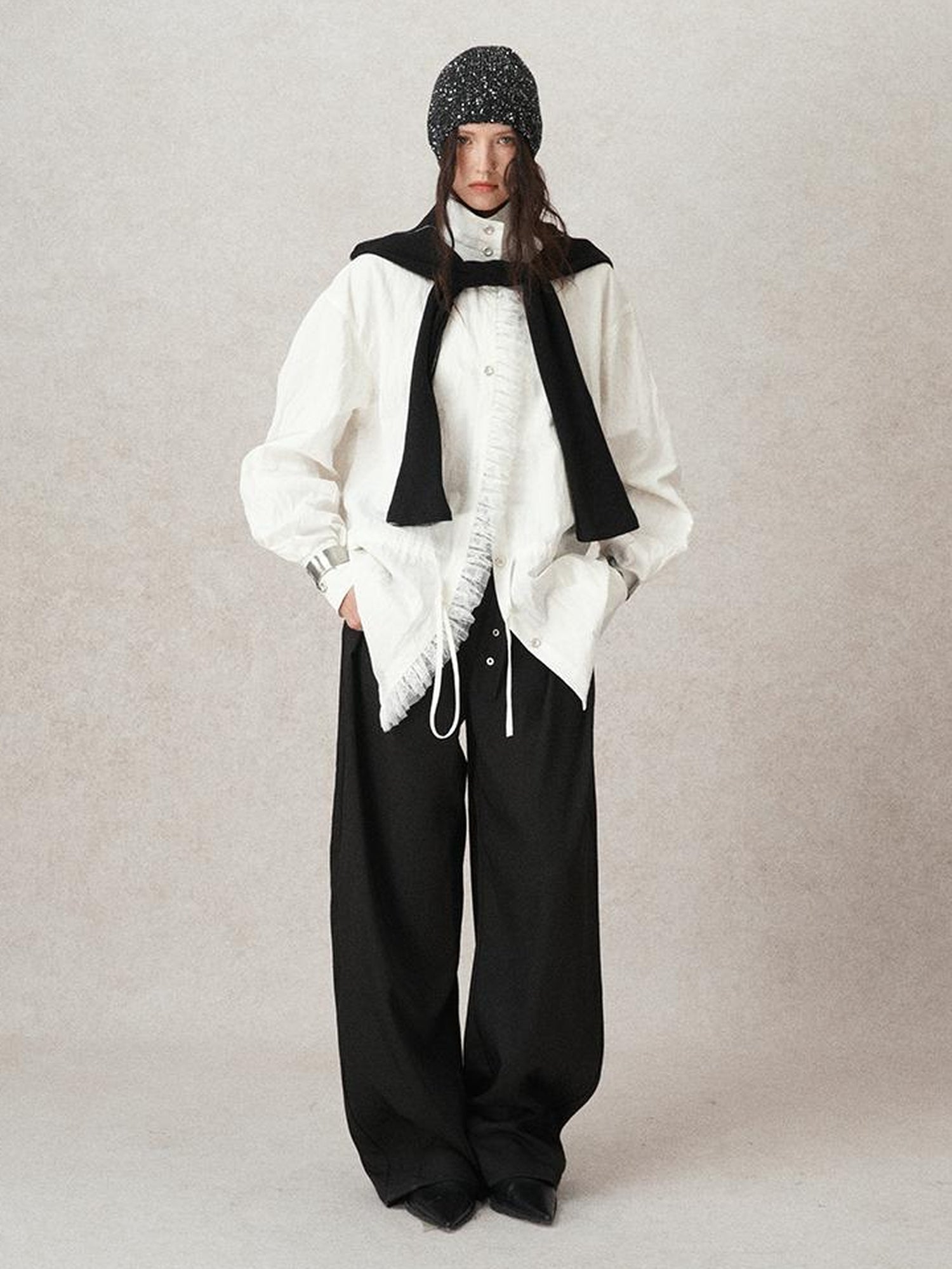 AnnoMundi Lazy Pleated Wide Leg Trousers with Adjustable Waist