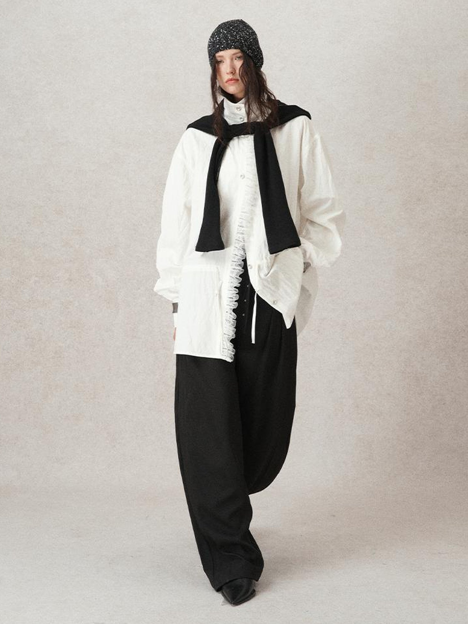 AnnoMundi Lazy Pleated Wide Leg Trousers with Adjustable Waist