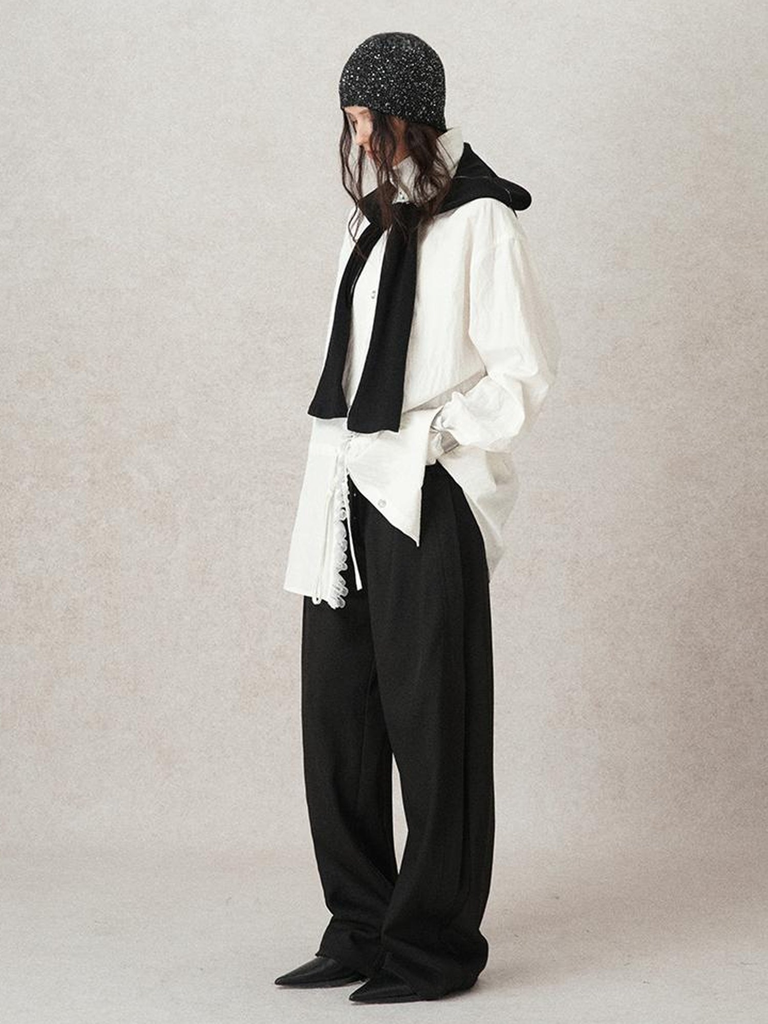 AnnoMundi Lazy Pleated Wide Leg Trousers with Adjustable Waist