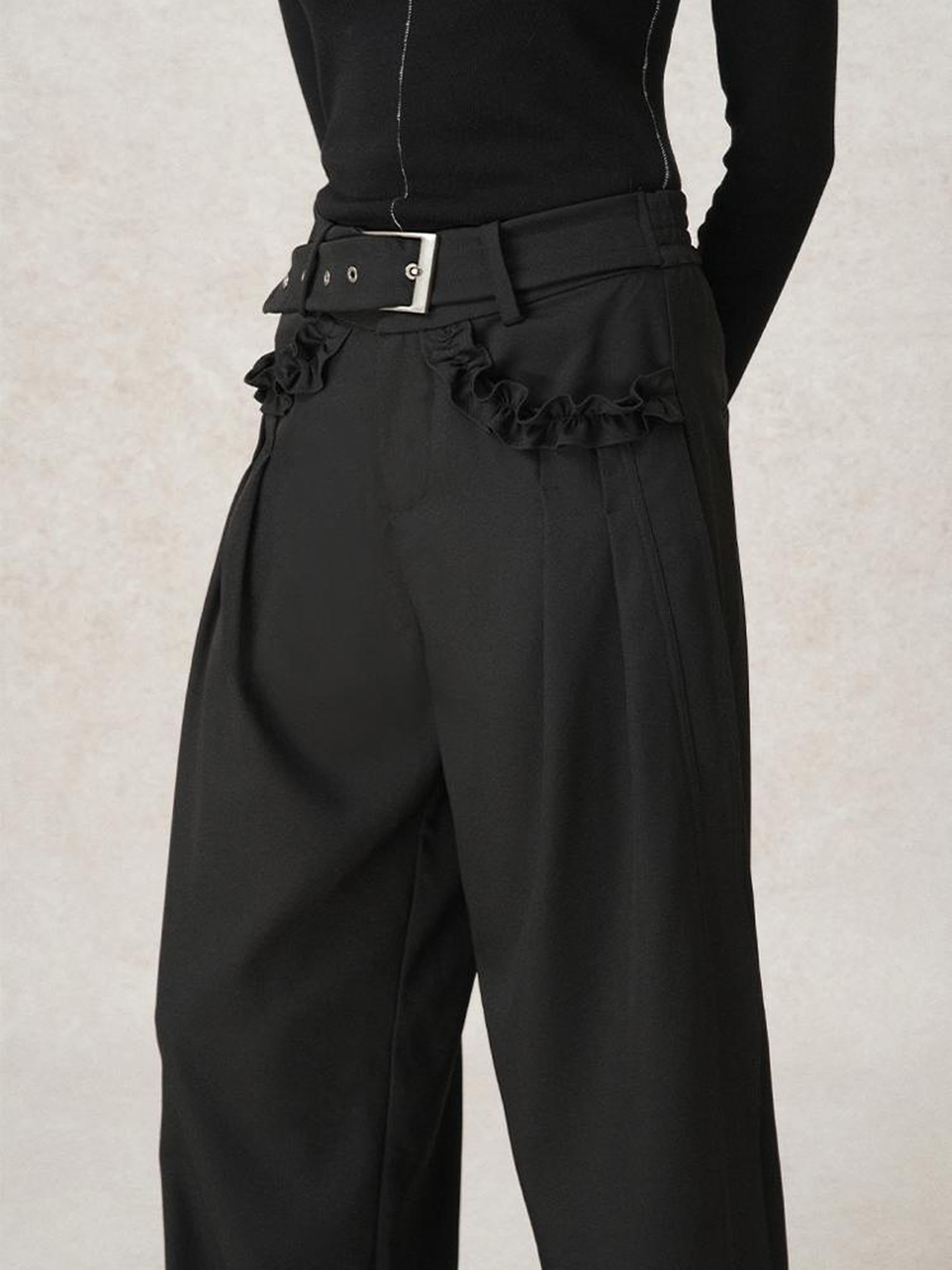 AnnoMundi Lazy Pleated Wide Leg Trousers with Adjustable Waist