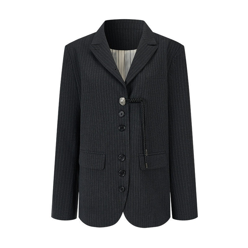 AnnoMundi_Light_Polyester_Blend_Asymmetric_Stripe_Standard_Fit_Womens_Black_Casual_Jackets_MISSTT