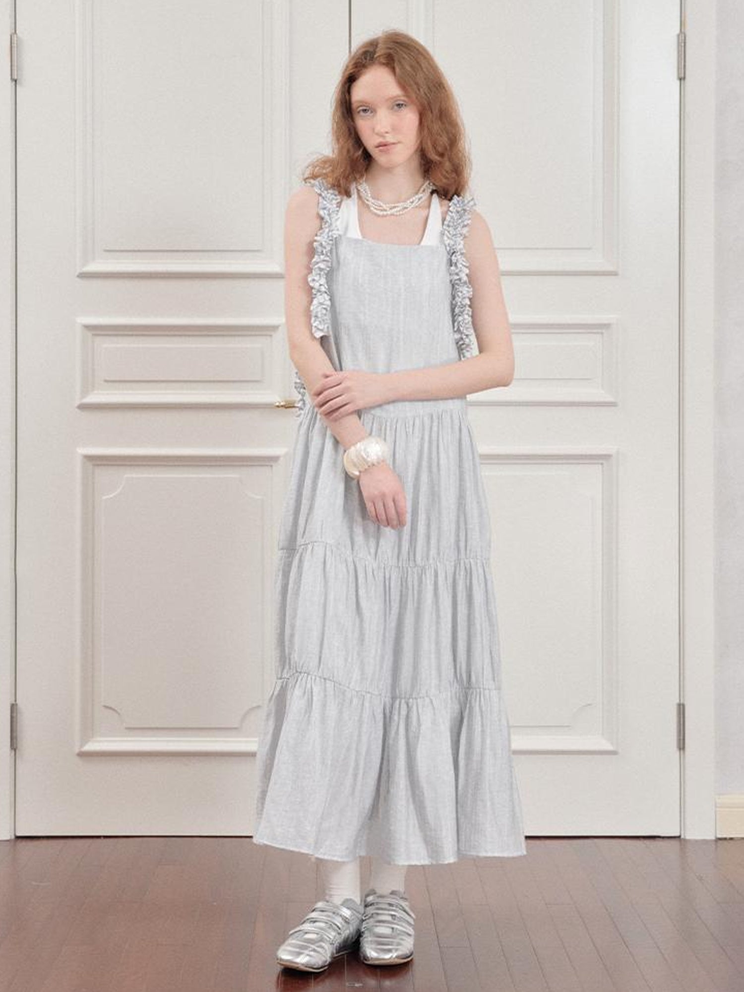 AnnoMundi Lightwave Slip Dress V Neck T Shirt Long Sleeve