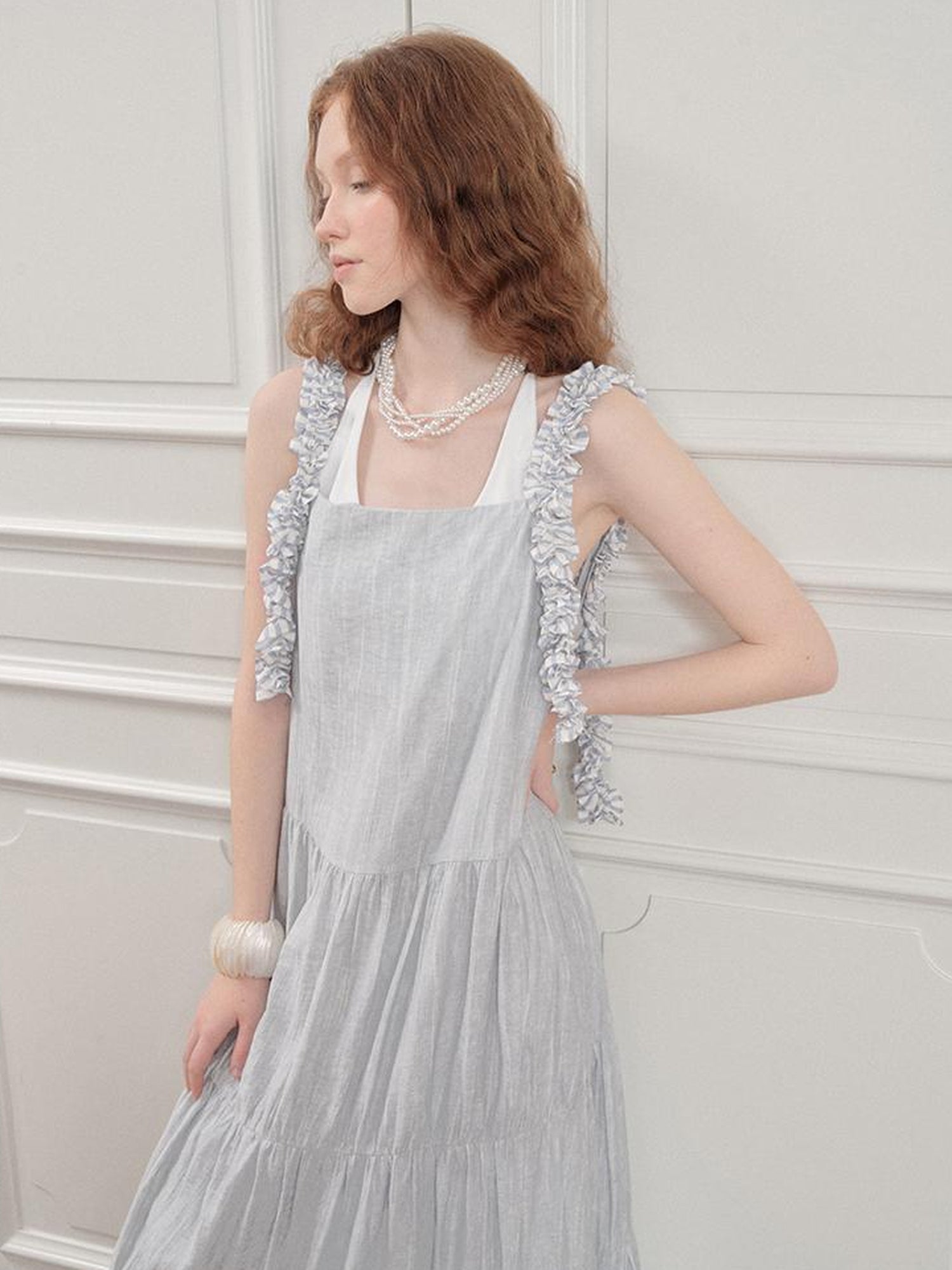 AnnoMundi Lightwave Slip Dress V Neck T Shirt Long Sleeve