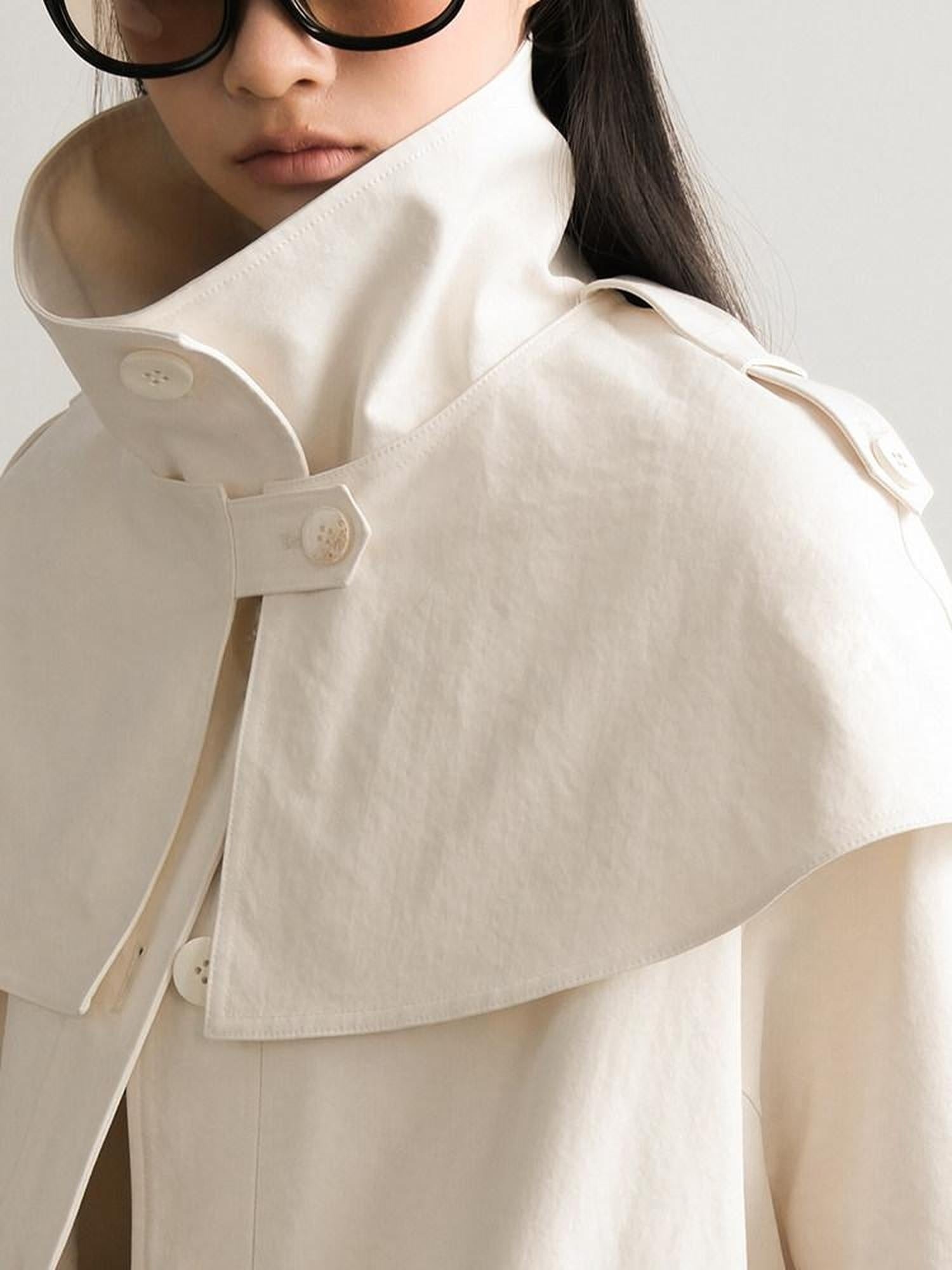 AnnoMundi Lightweight Drawstring Casual Straight Fit Midlength Stand Collar Women Jacket