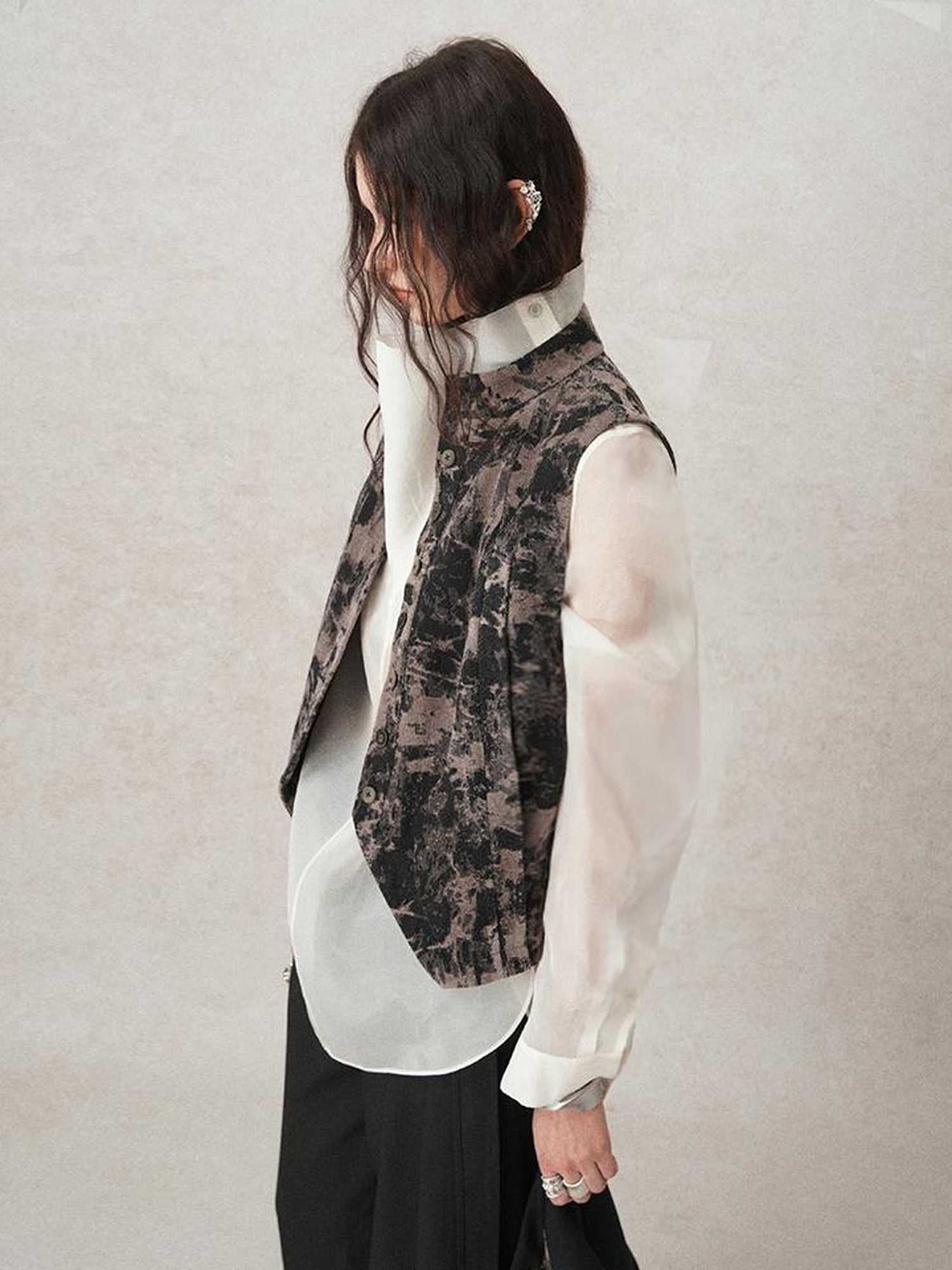 AnnoMundi Lightweight Silk Shirt French Style White Blouse V Neck T Shirt Long Sleeve