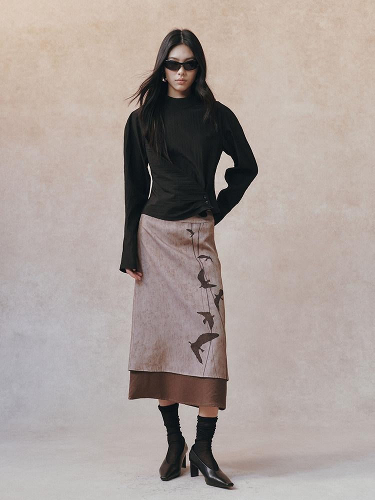 AnnoMundi Linear Bird Print Colorblock Straight Women&