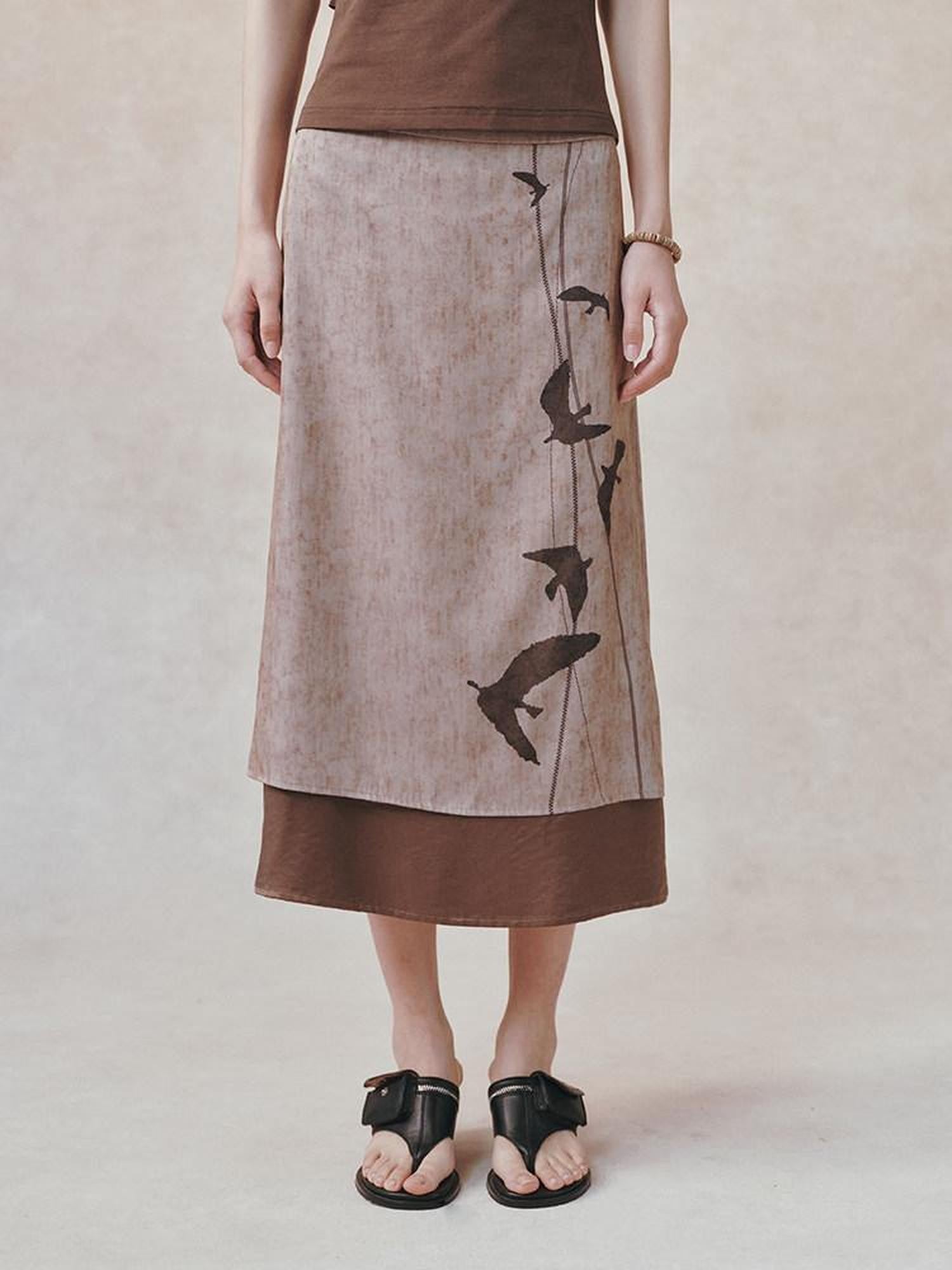 AnnoMundi Linear Bird Print Colorblock Straight Women&