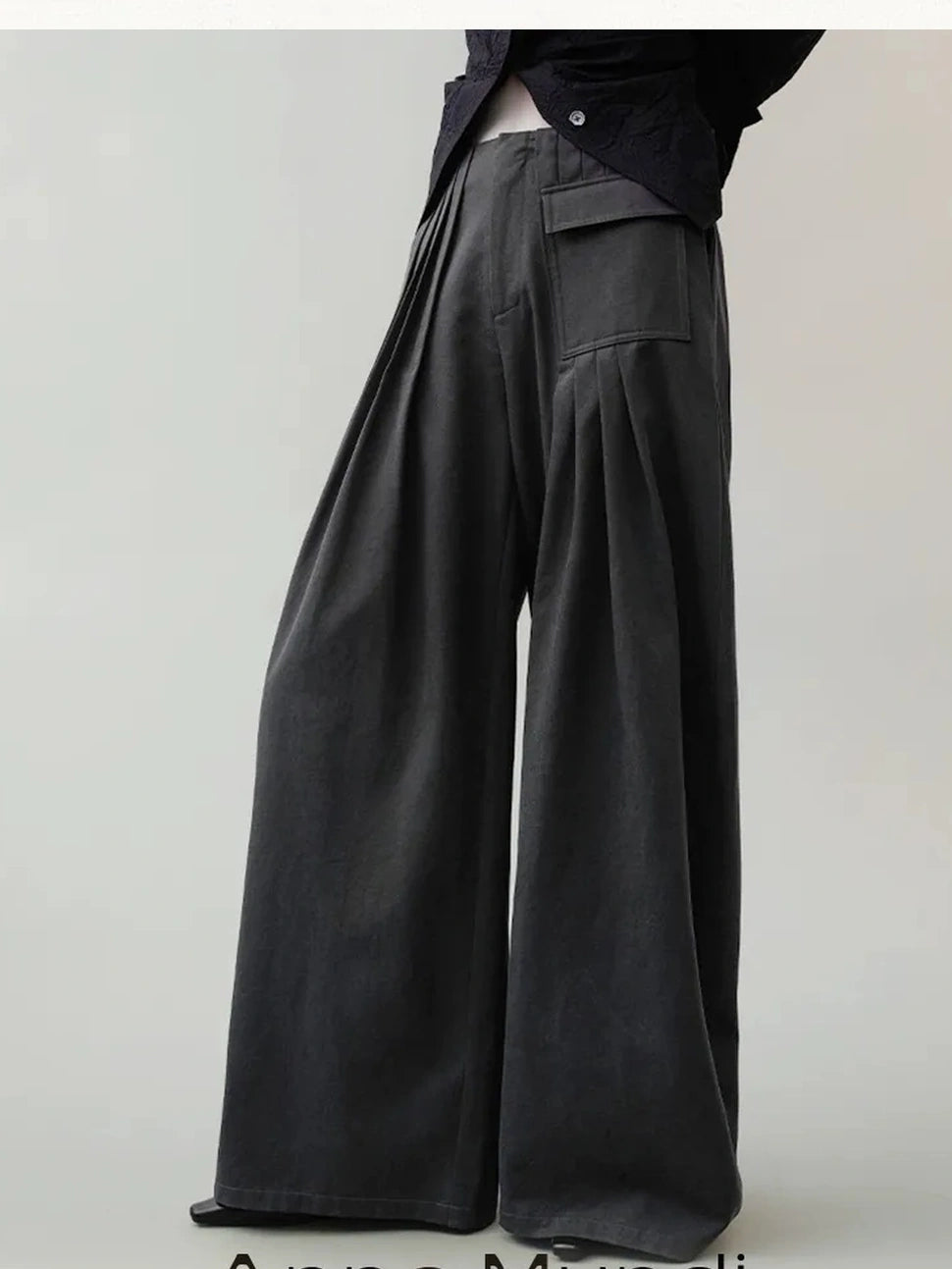 AnnoMundi Loose Fit Pleated Trousers In Black Pants