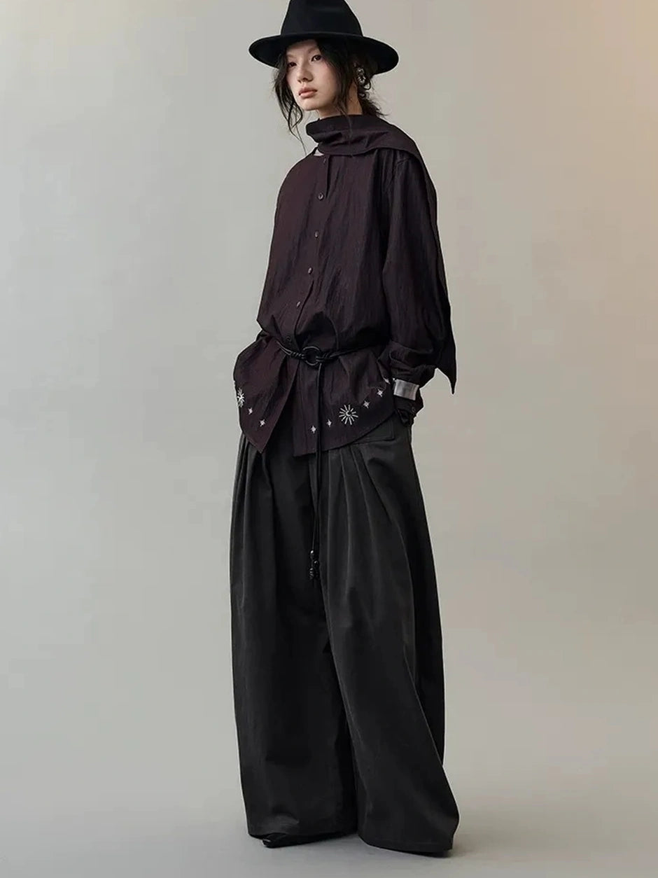 AnnoMundi Loose Fit Pleated Trousers In Black Pants