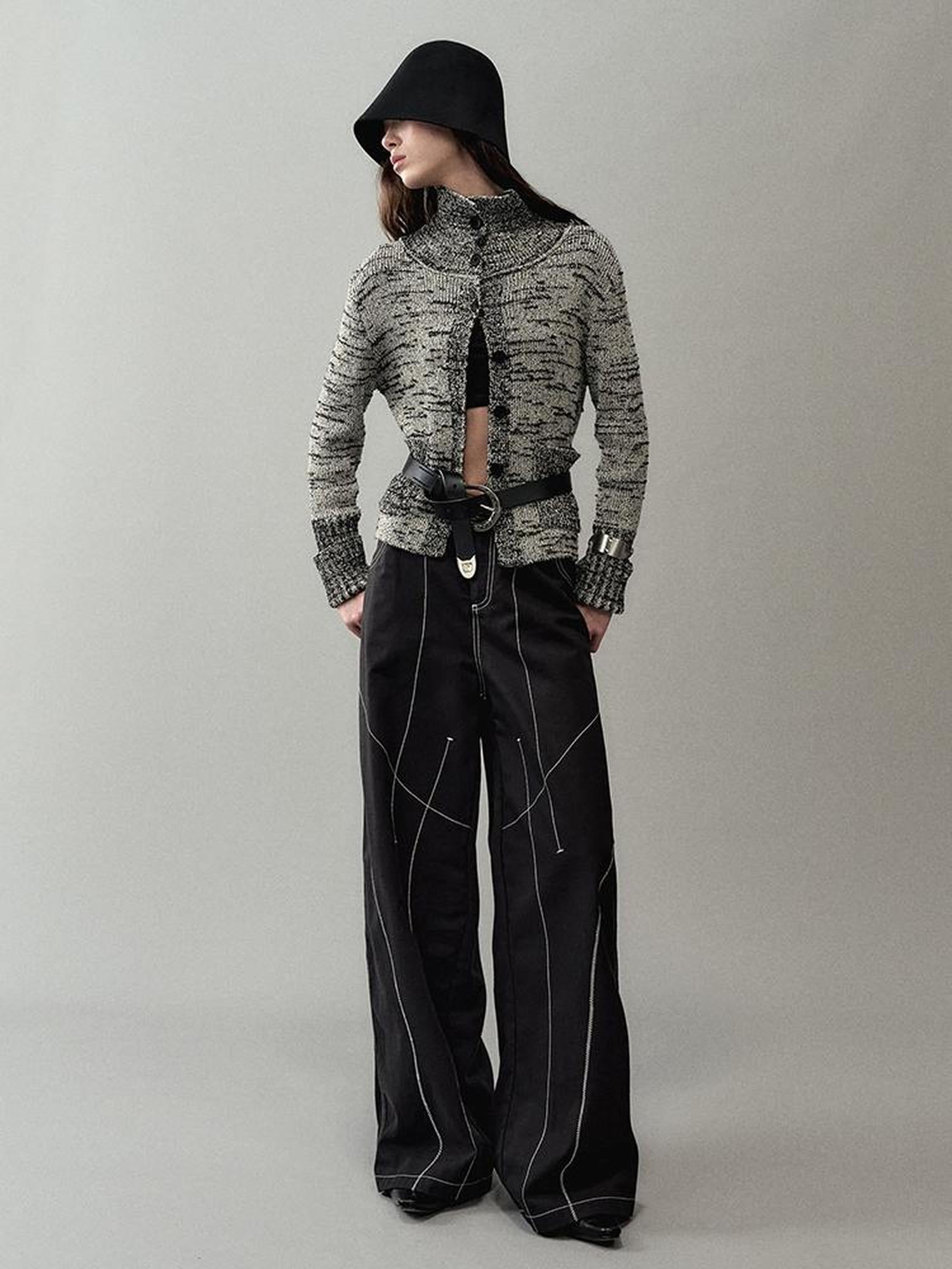 AnnoMundi Loose Fit Track Line Wide Leg Pants