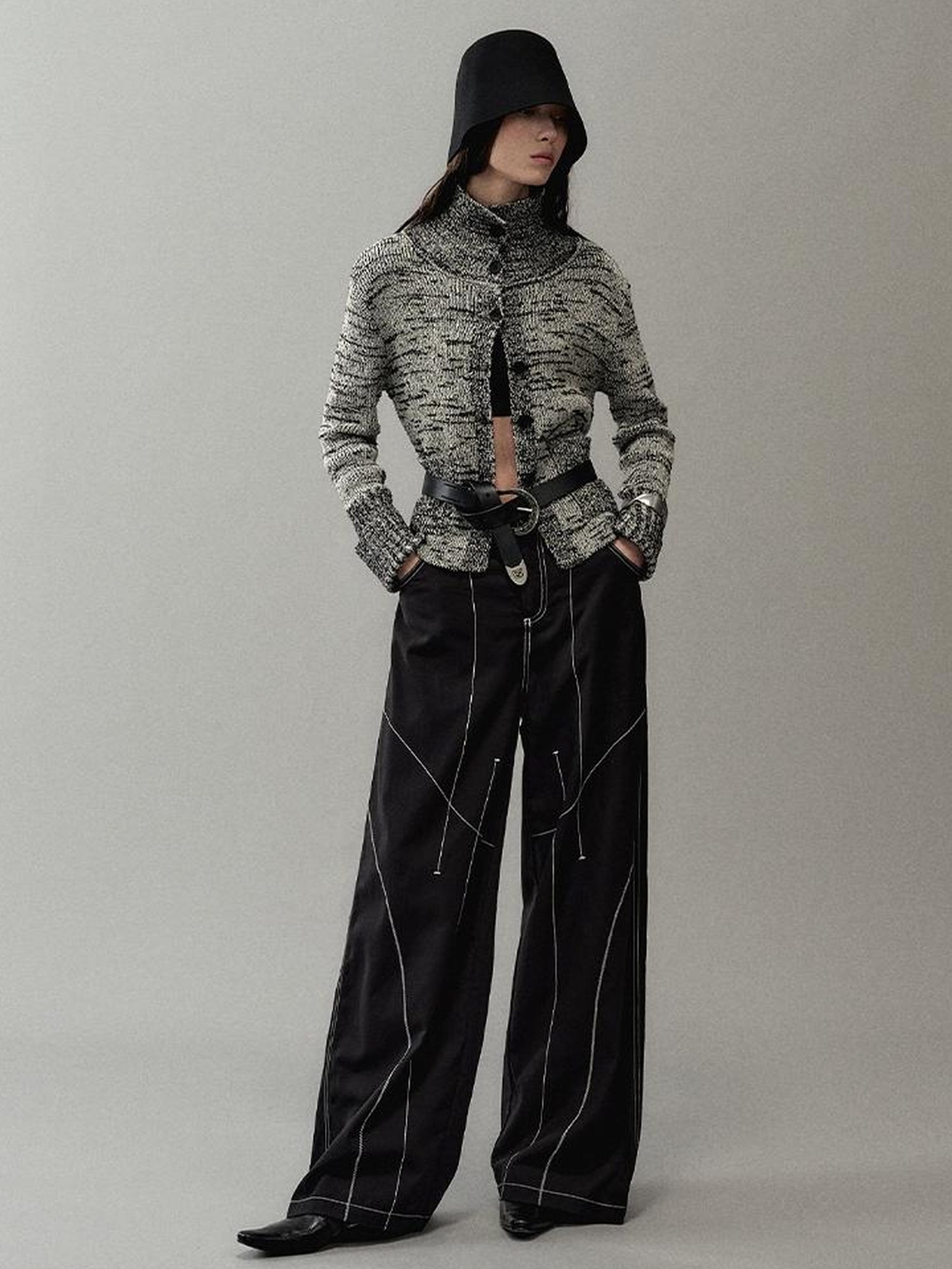 AnnoMundi Loose Fit Track Line Wide Leg Pants
