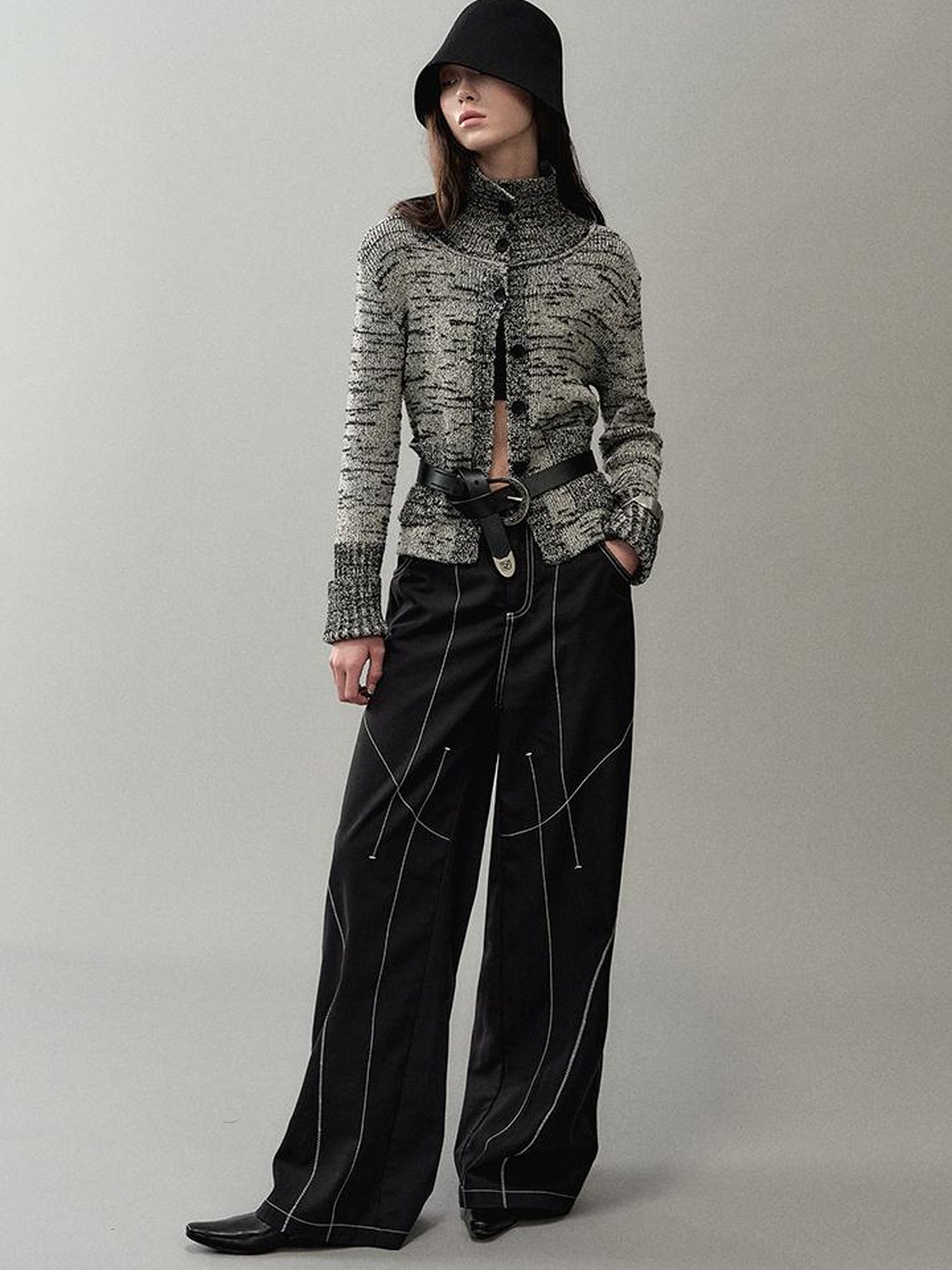 AnnoMundi Loose Fit Track Line Wide Leg Pants