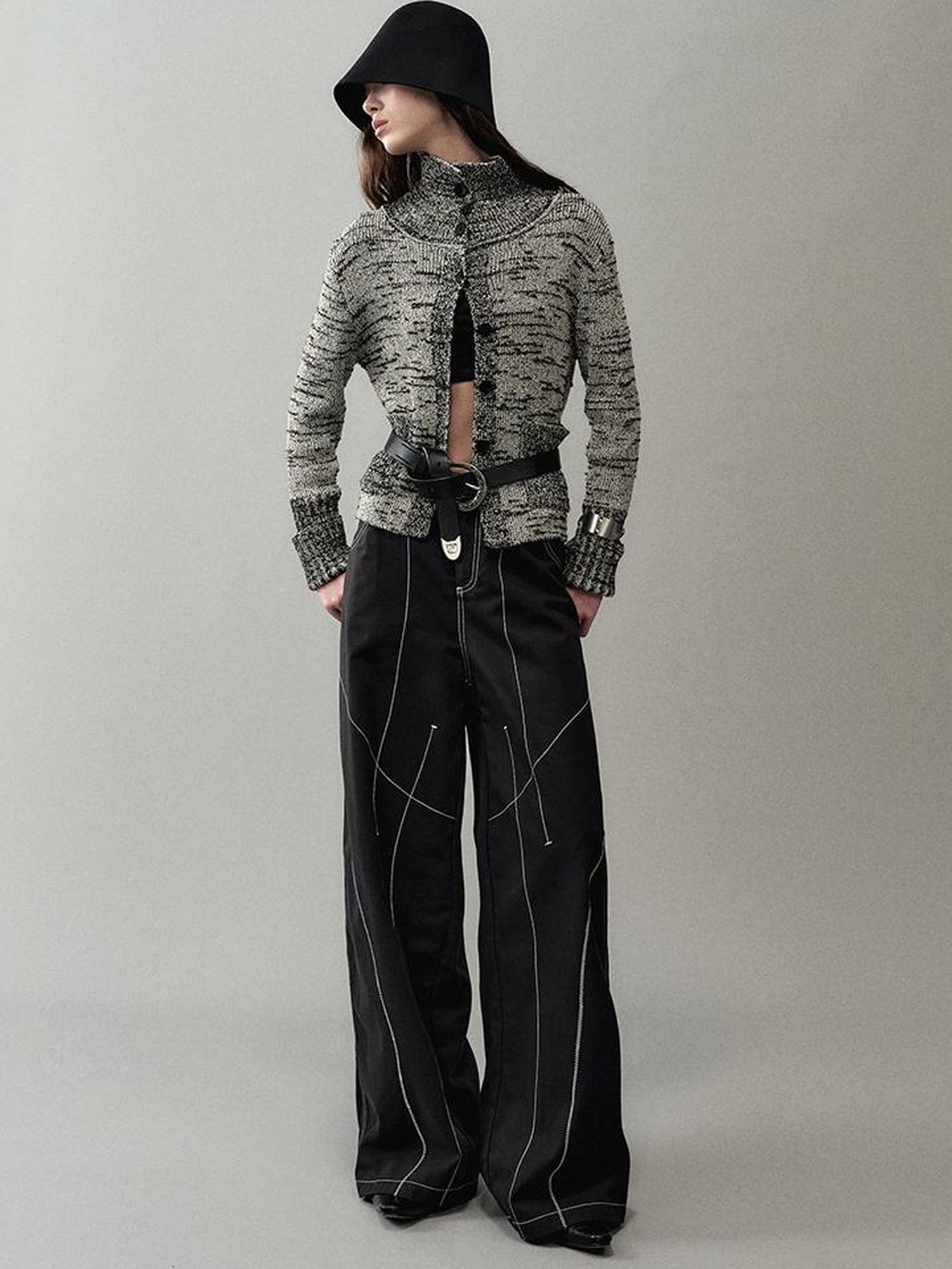 AnnoMundi Loose Fit Track Line Wide Leg Pants