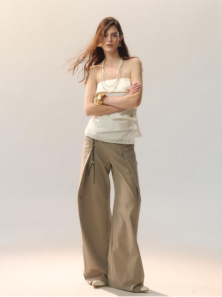 AnnoMundi Low Saturation Pleated Sheen 3D Folded Edge Shell Women&