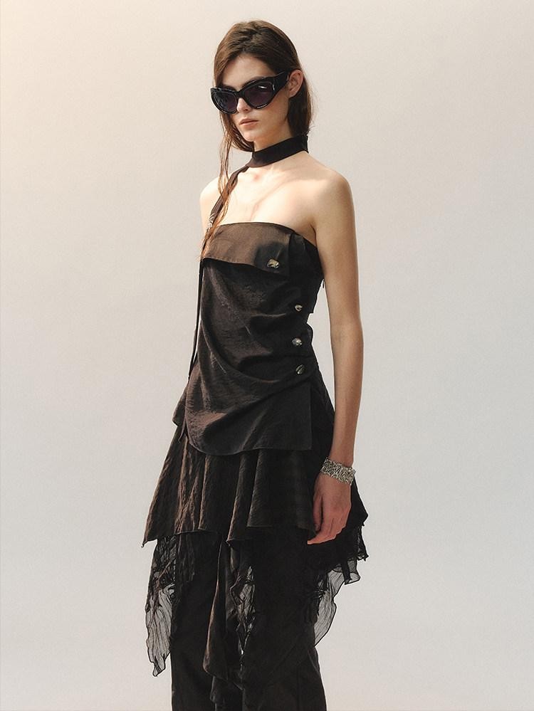 AnnoMundi Low Saturation Pleated Sheen 3D Folded Edge Shell Women&