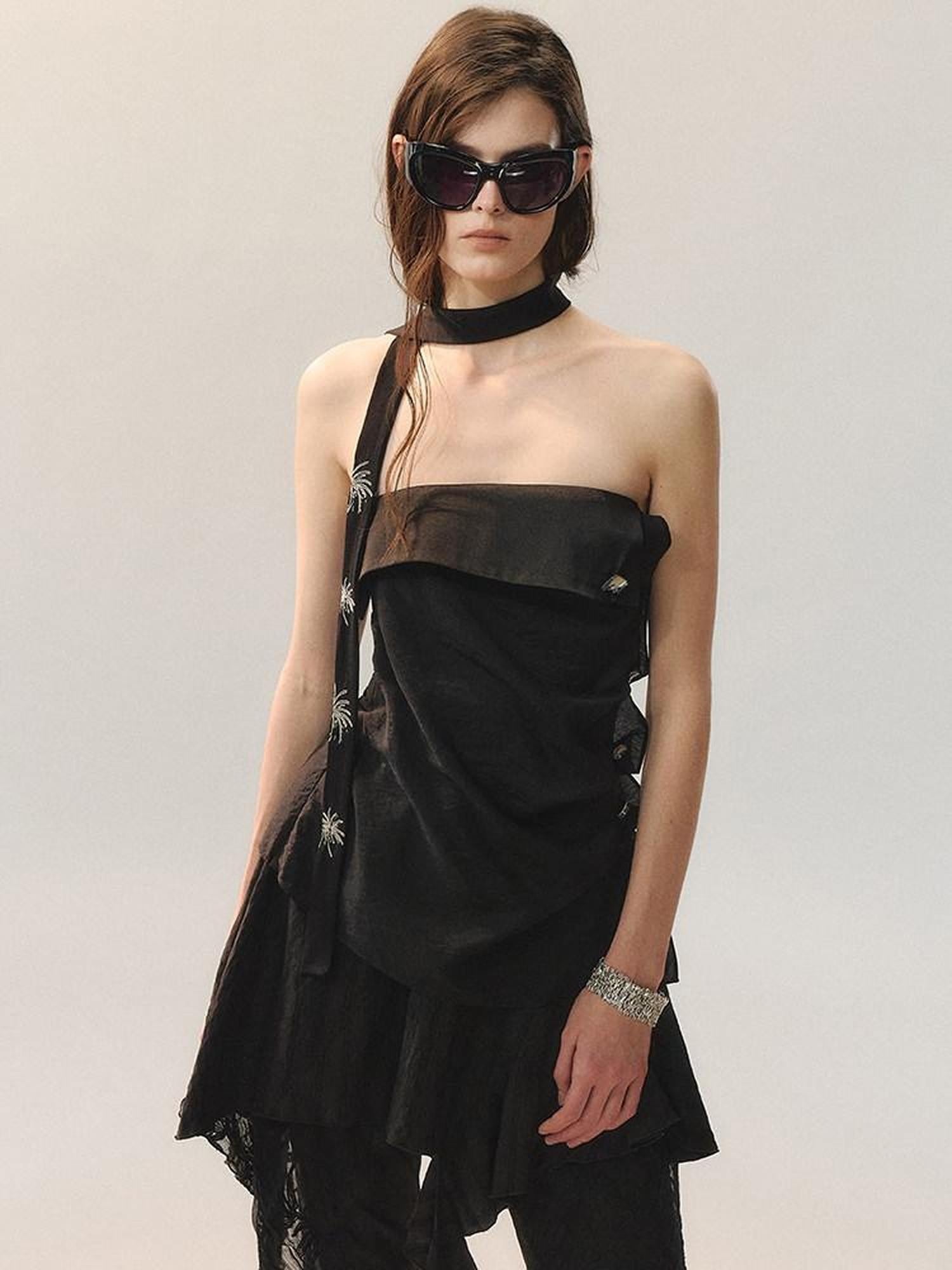 AnnoMundi Low Saturation Pleated Sheen 3D Folded Edge Shell Women&