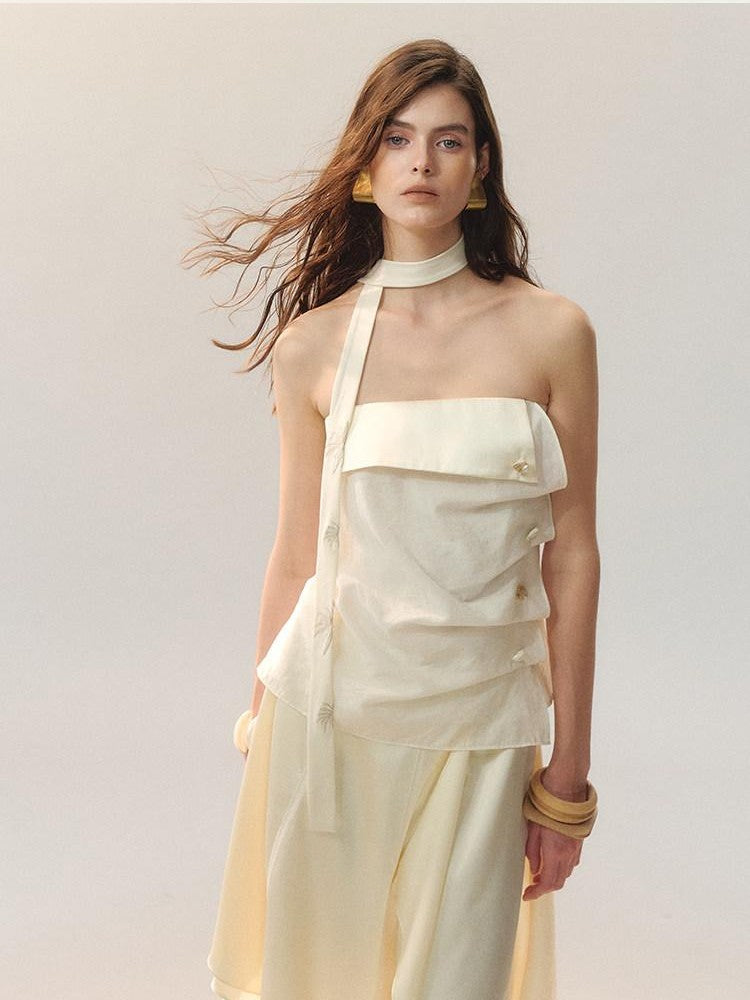 AnnoMundi Low Saturation Pleated Sheen 3D Folded Edge Shell Women&