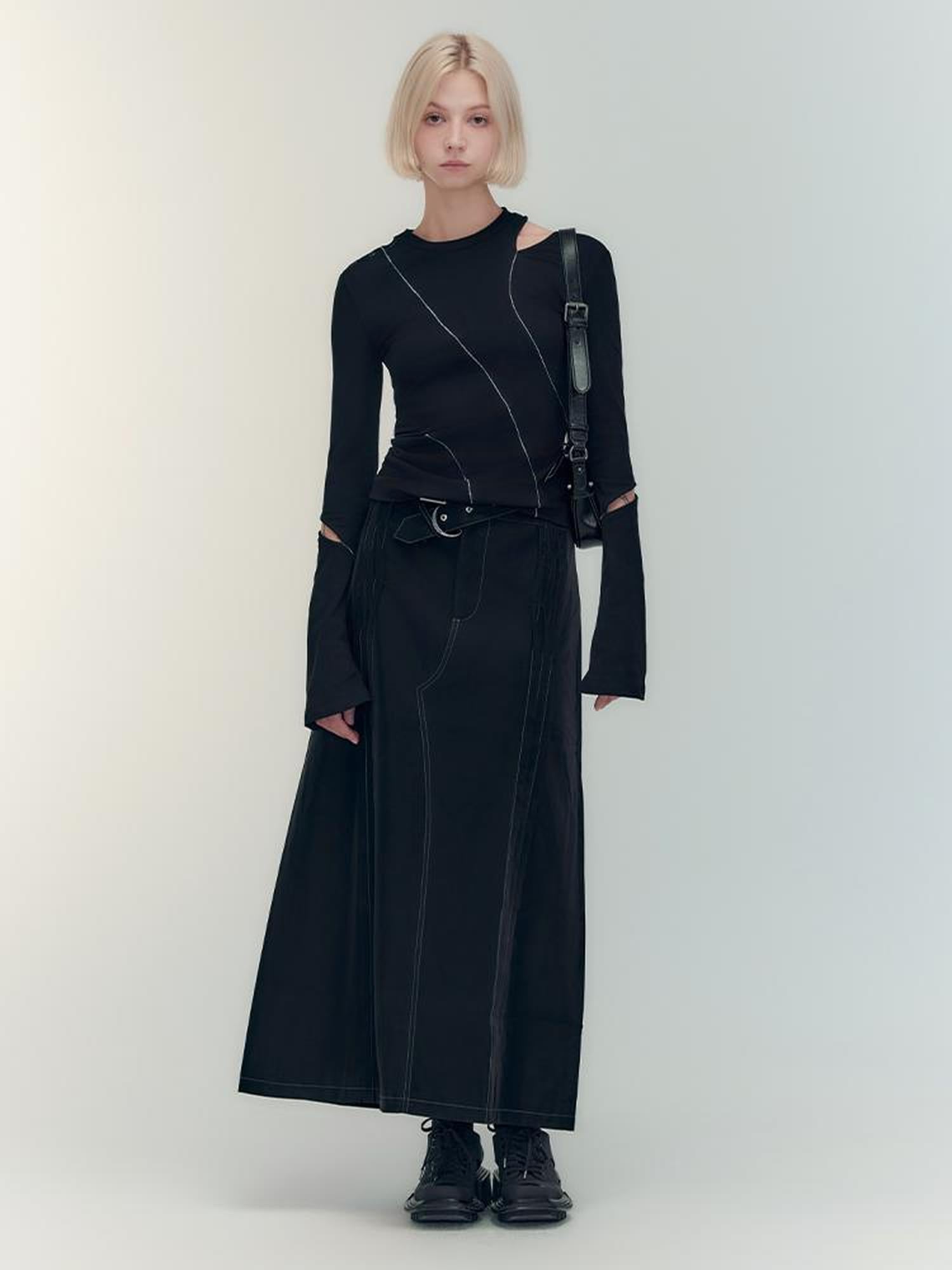 AnnoMundi Lunar Cutout Knit Top With Hollow Sleeves