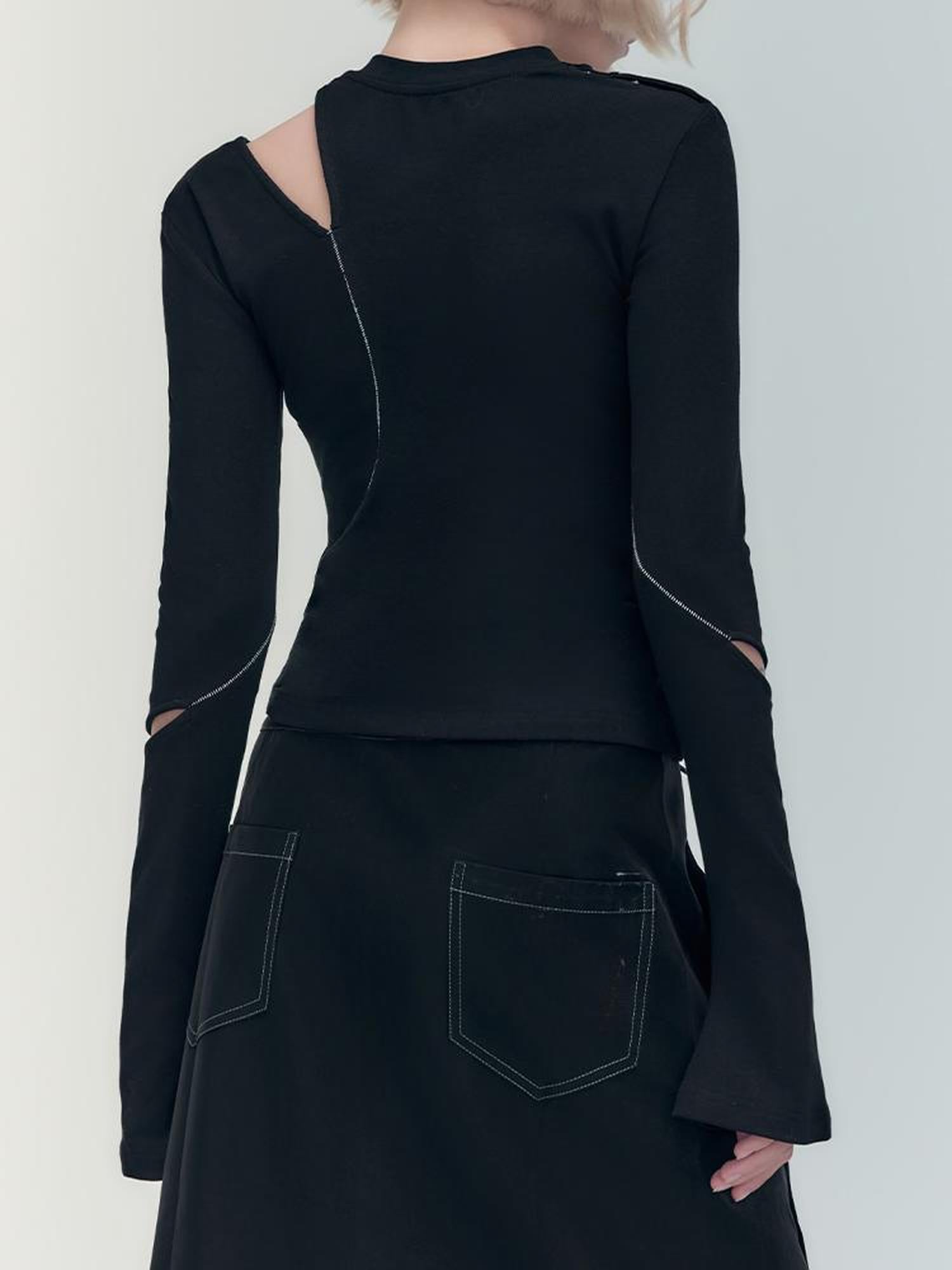 AnnoMundi Lunar Cutout Knit Top With Hollow Sleeves