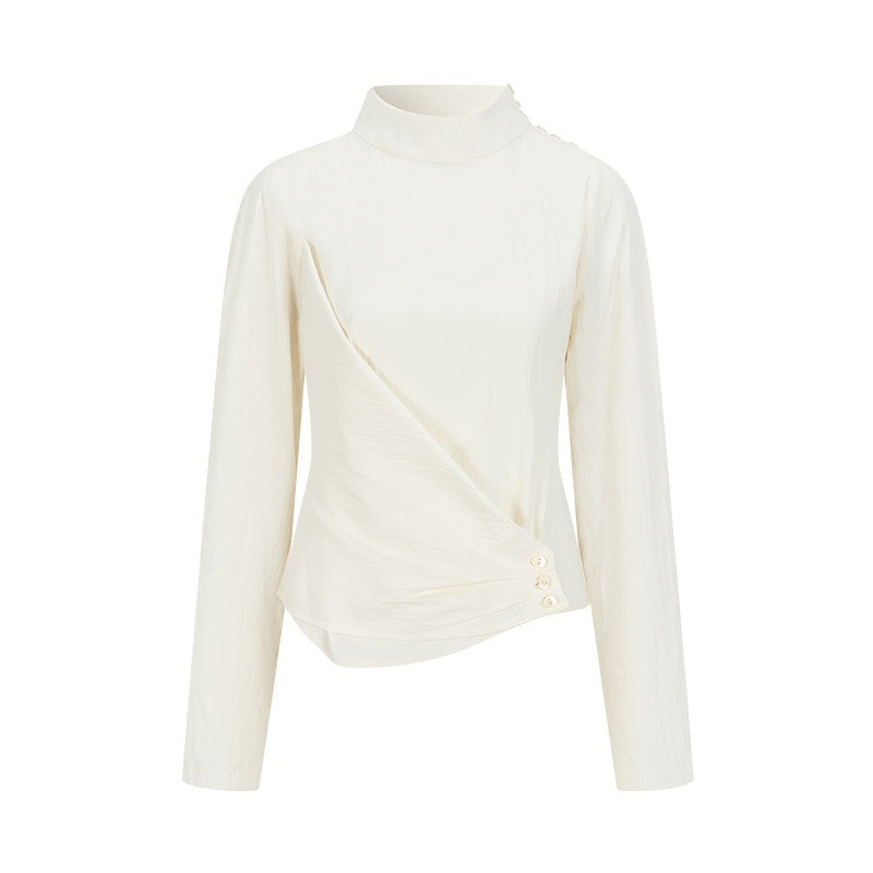 AnnoMundi_Matte_Diagonal_Waist_Pleat_Stand_Collar_Women&