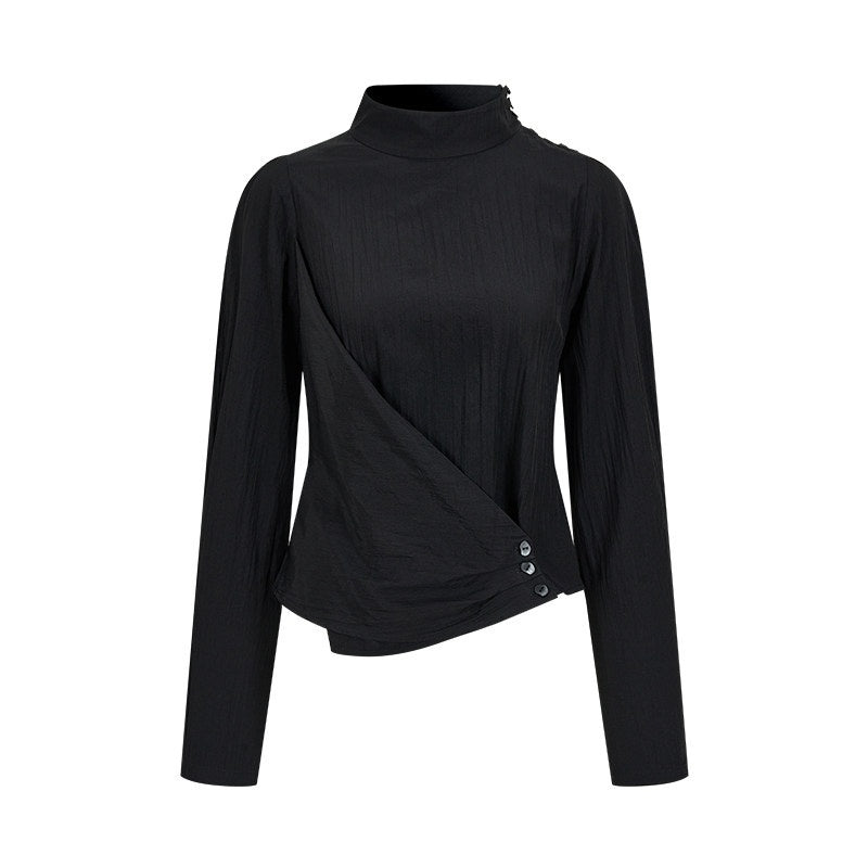 AnnoMundi_Matte_Diagonal_Waist_Pleat_Stand_Collar_Women&