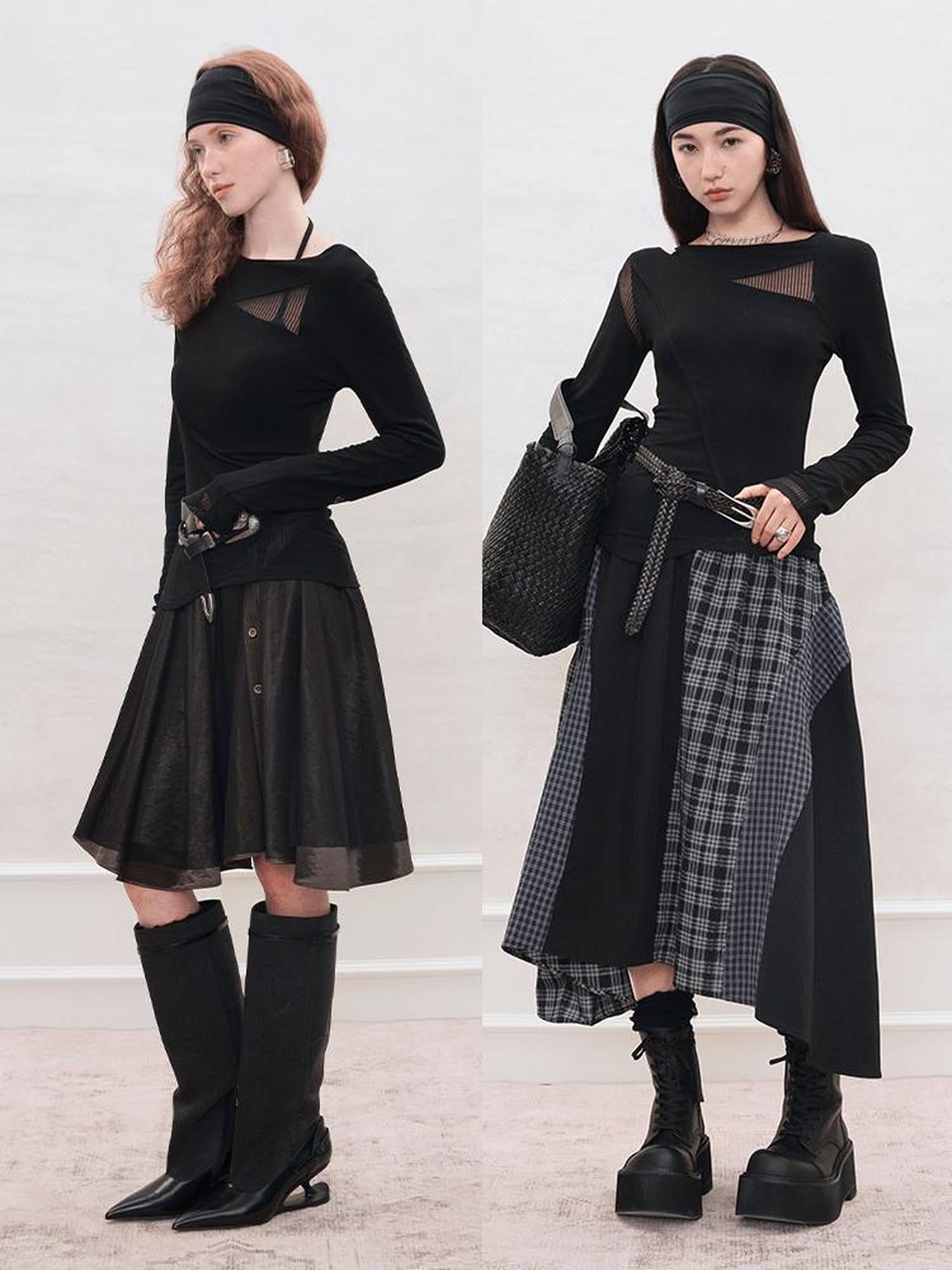 AnnoMundi Mesh Panel Rib Knit Tee