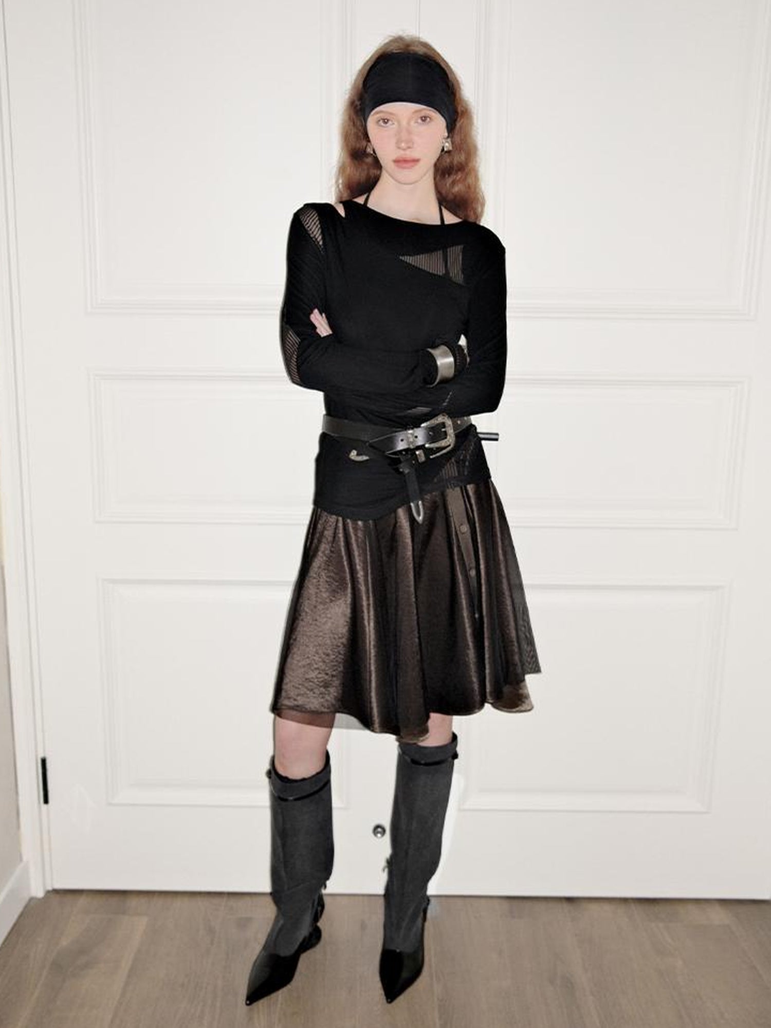 AnnoMundi Mesh Panel Rib Knit Tee