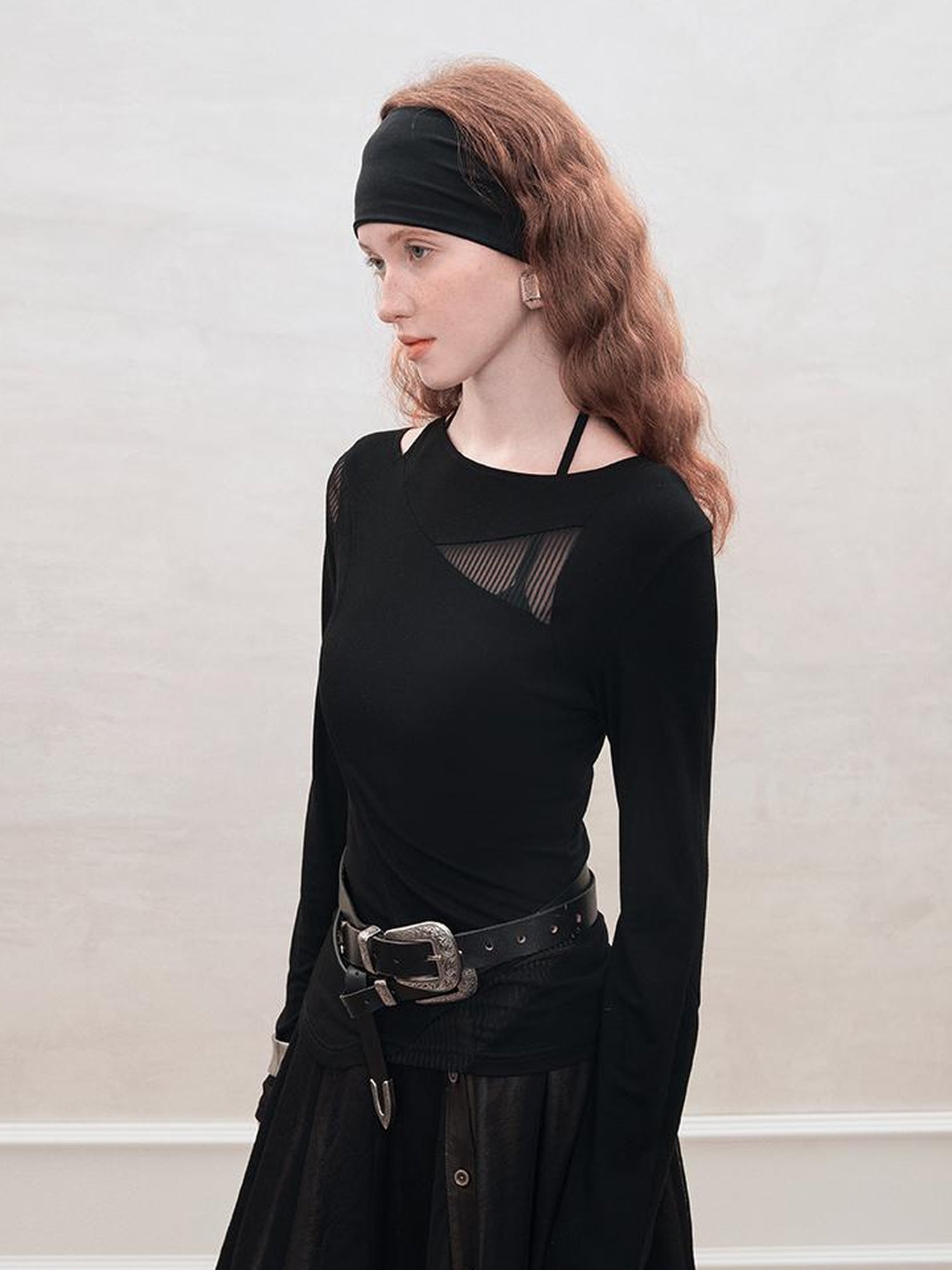 AnnoMundi Mesh Panel Rib Knit Tee