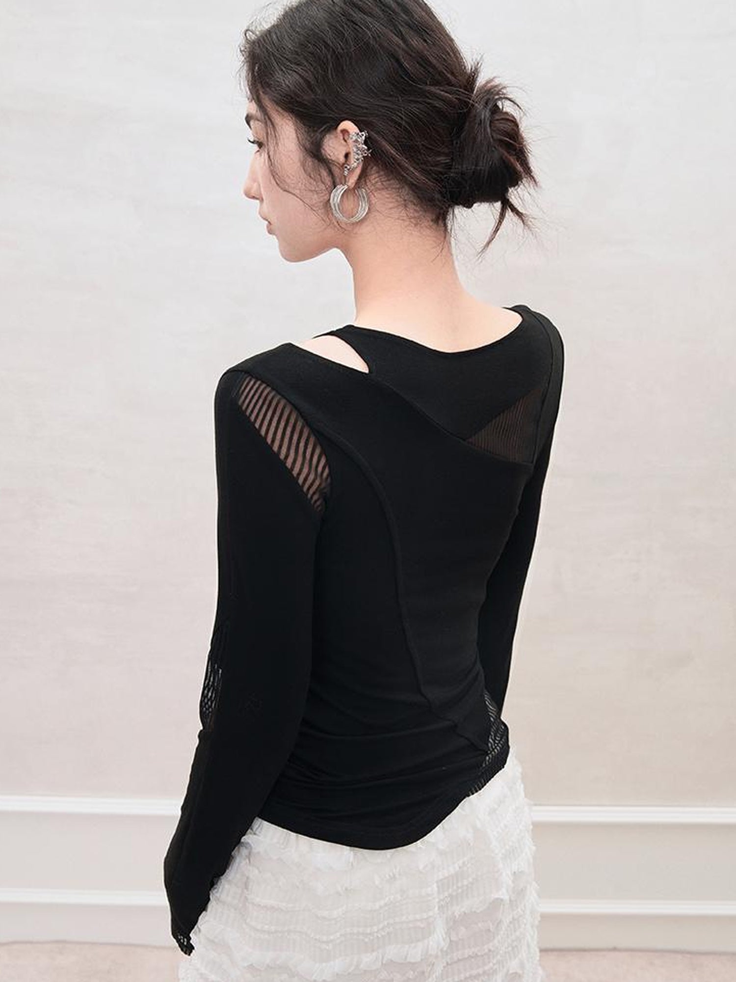 AnnoMundi Mesh Panel Rib Knit Tee
