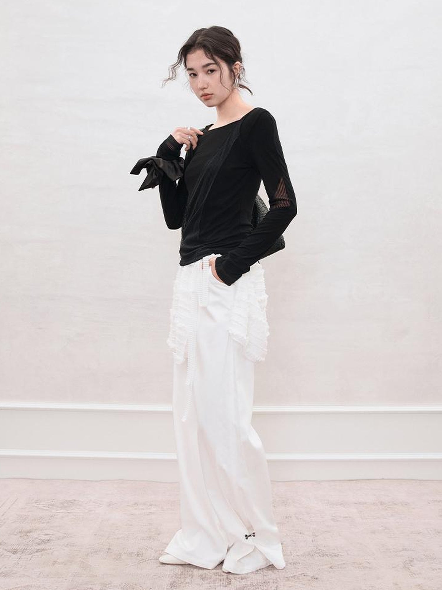 AnnoMundi Mesh Panel Rib Knit Tee