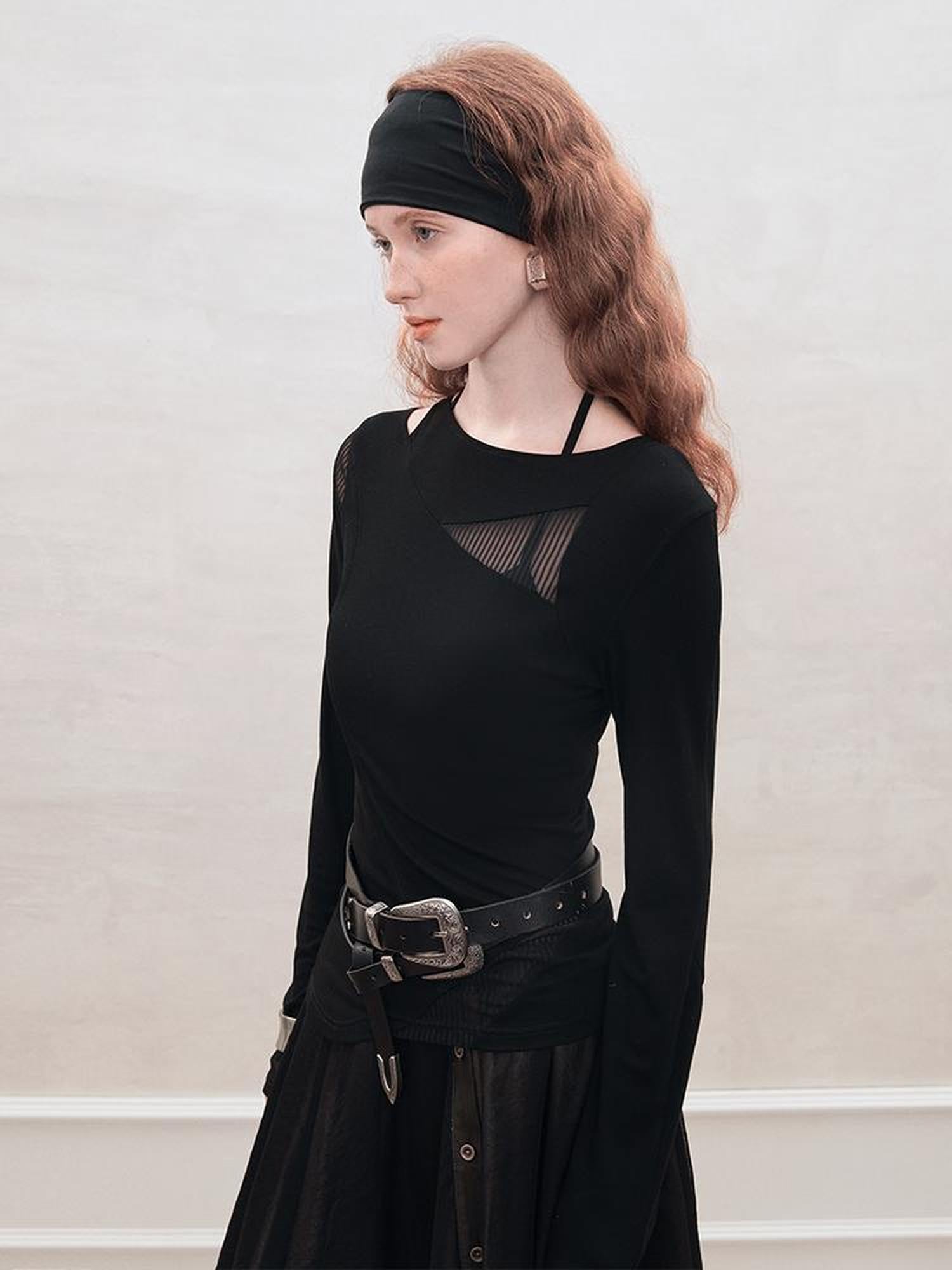 AnnoMundi Mesh Panel Rib Knit Tee