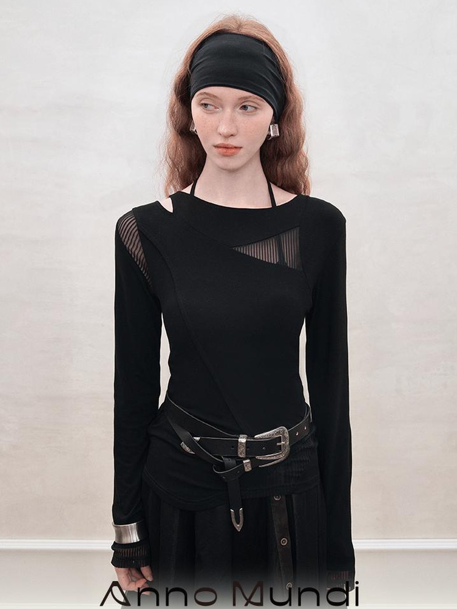 AnnoMundi Mesh Panel Rib Knit Tee