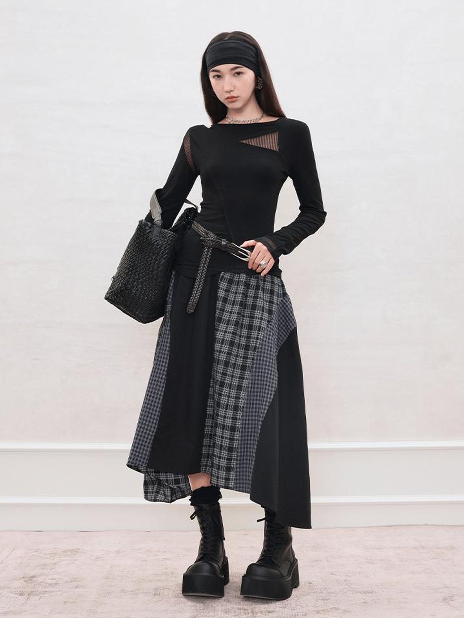 AnnoMundi Mesh Panel Rib Knit Tee