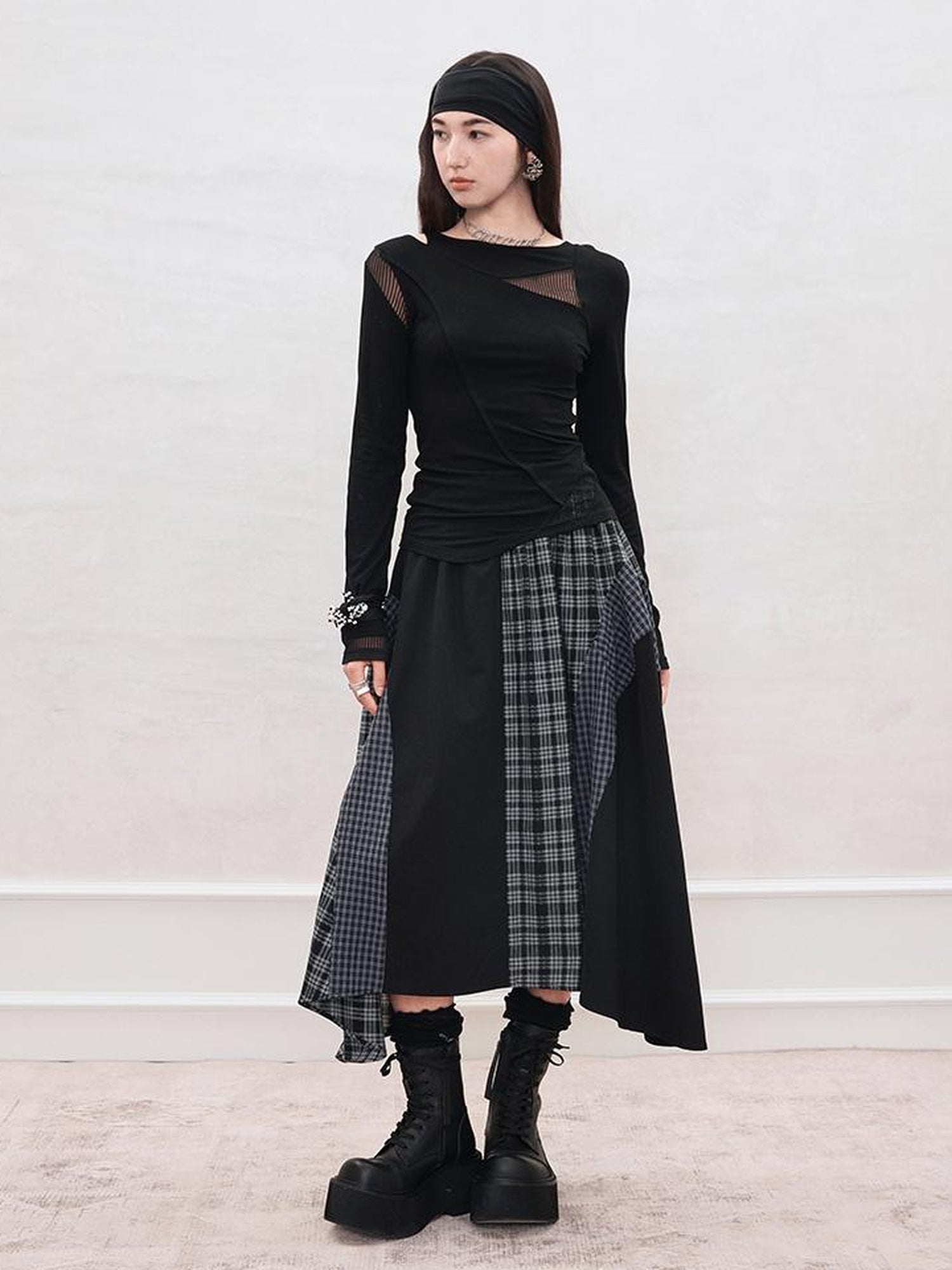 AnnoMundi Mesh Panel Rib Knit Tee