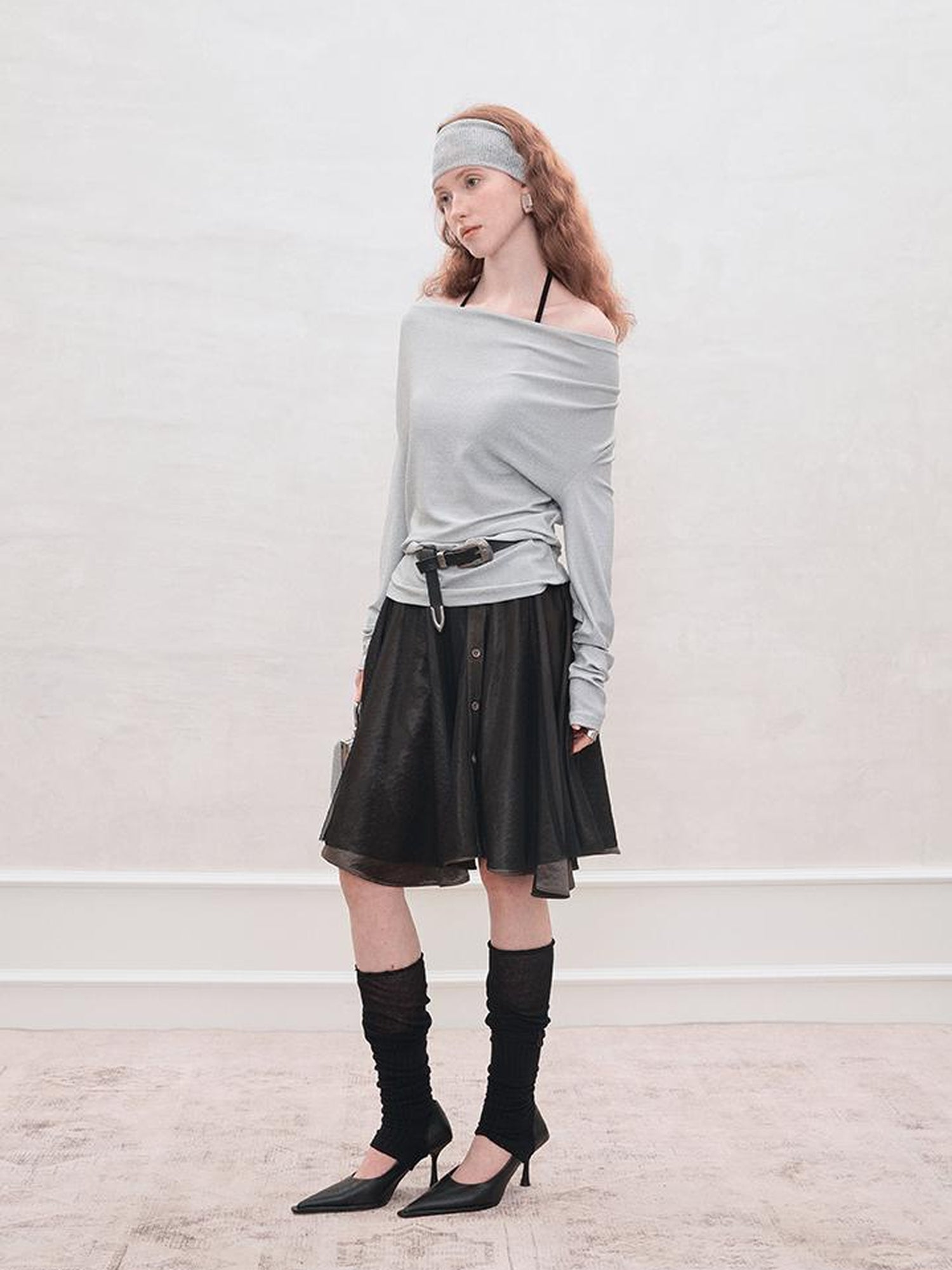 AnnoMundi Metallic Glitter Knit Top V Neck T Shirt Long Sleeve