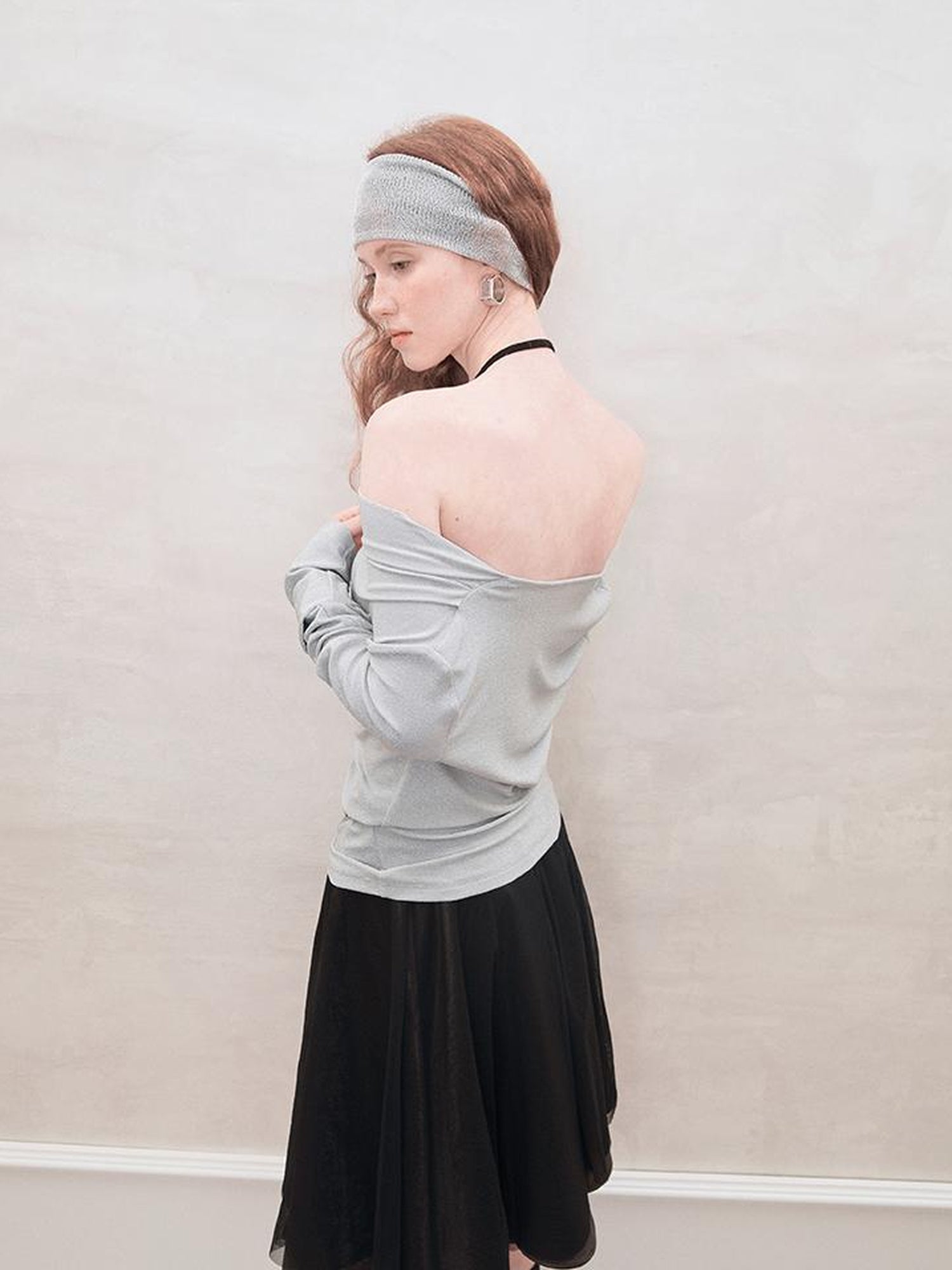 AnnoMundi Metallic Glitter Knit Top V Neck T Shirt Long Sleeve