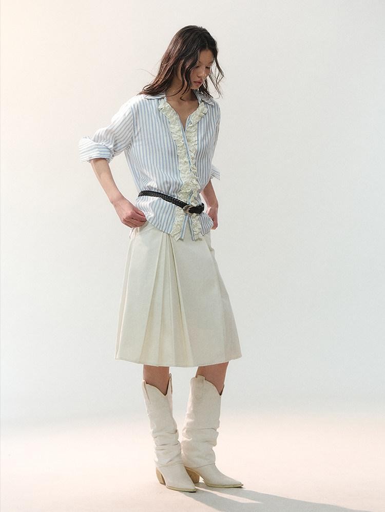 AnnoMundi Midnight Asymmetric Pleated A Line Women&