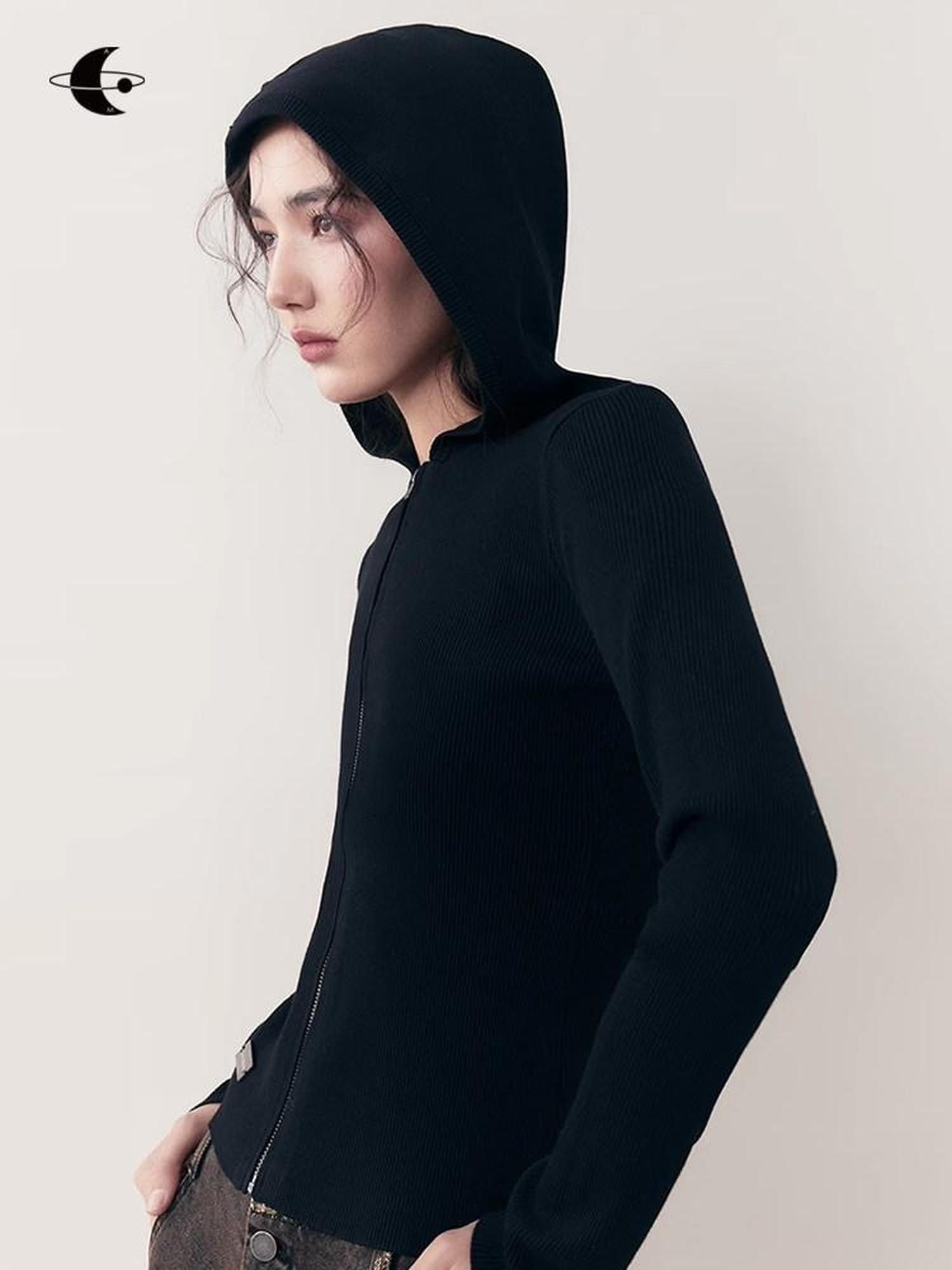AnnoMundi Midnight Vintage Slim Hooded Zipper Pullover Women&