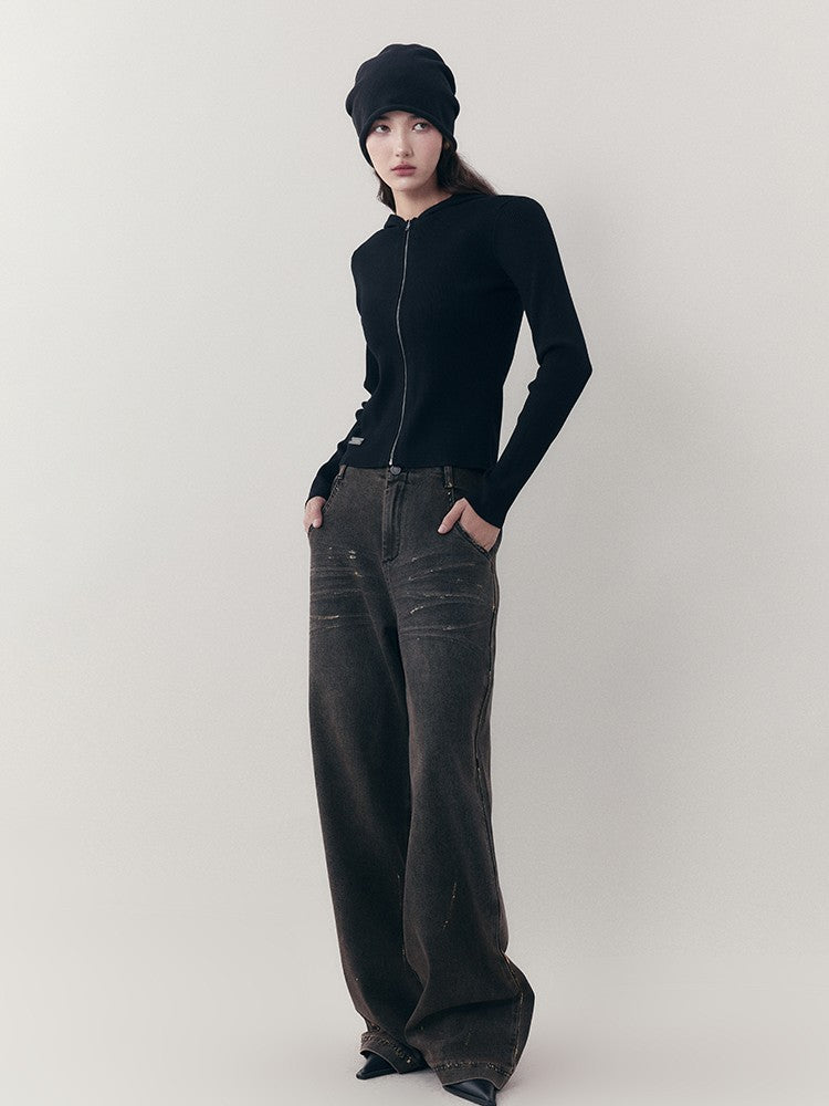 AnnoMundi Midnight Vintage Slim Hooded Zipper Pullover Women&
