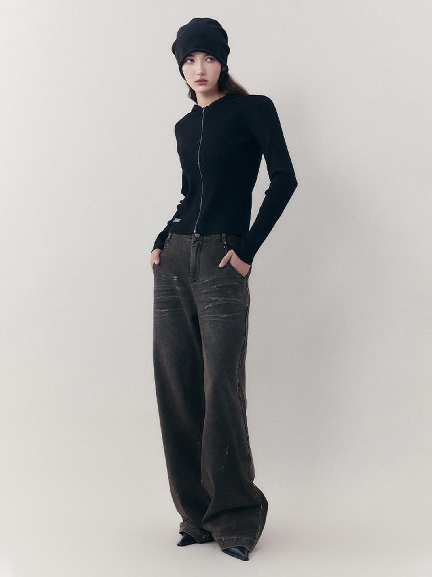 AnnoMundi Midnight Vintage Slim Hooded Zipper Pullover Women&