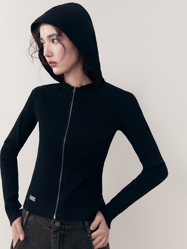 AnnoMundi Midnight Vintage Slim Hooded Zipper Pullover Women&