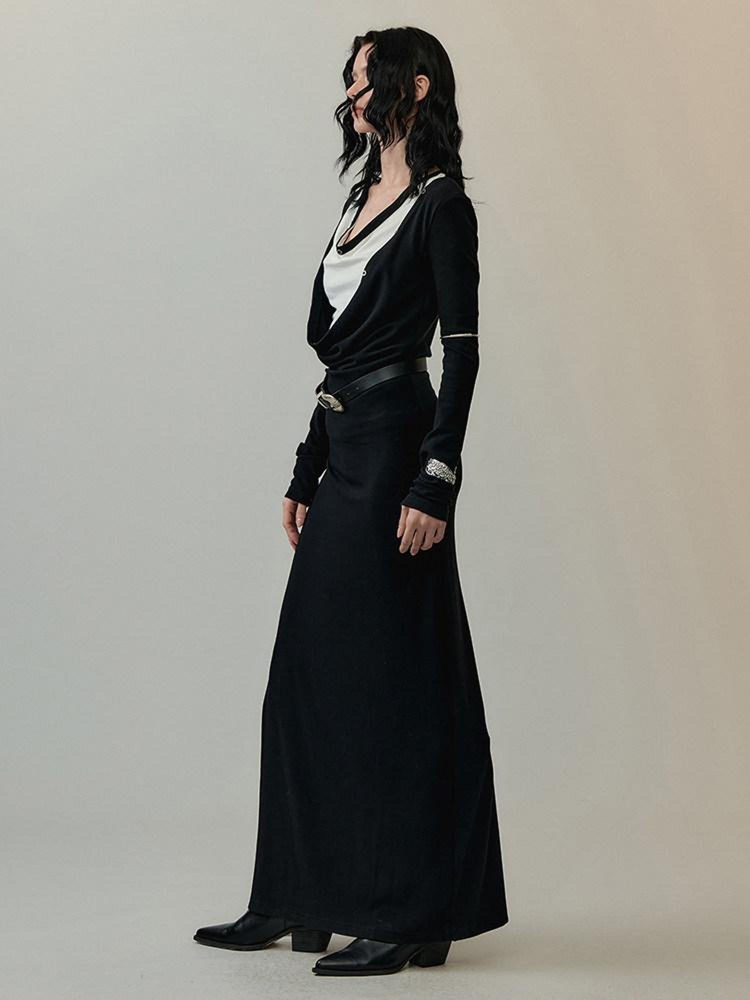 AnnoMundi Minimalist Colorblock Slim X Silhouette Cotton Blend City Commute Maxi Dresses