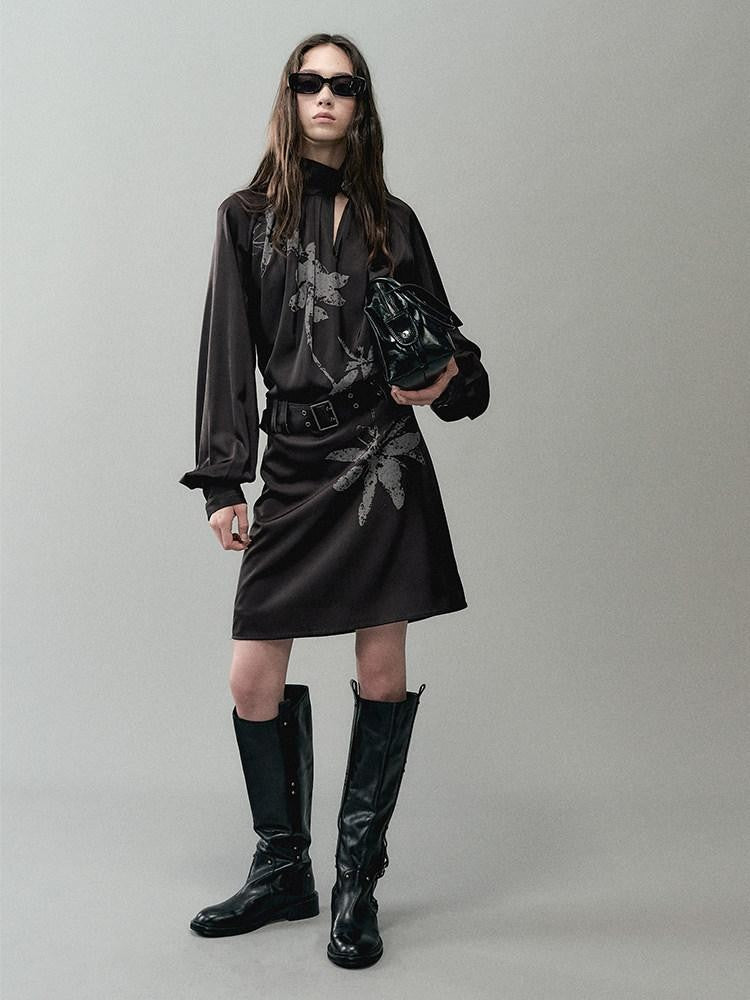 AnnoMundi Mist Floral Print Belted Asymmetric Neck Women&