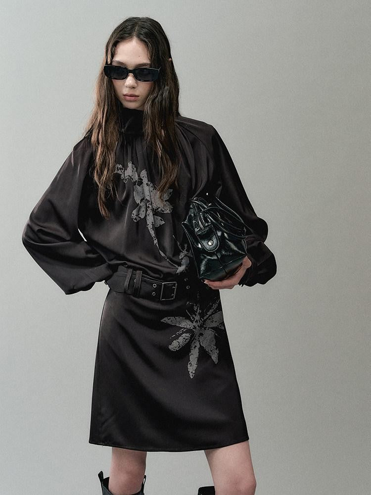 AnnoMundi Mist Floral Print Belted Asymmetric Neck Women&