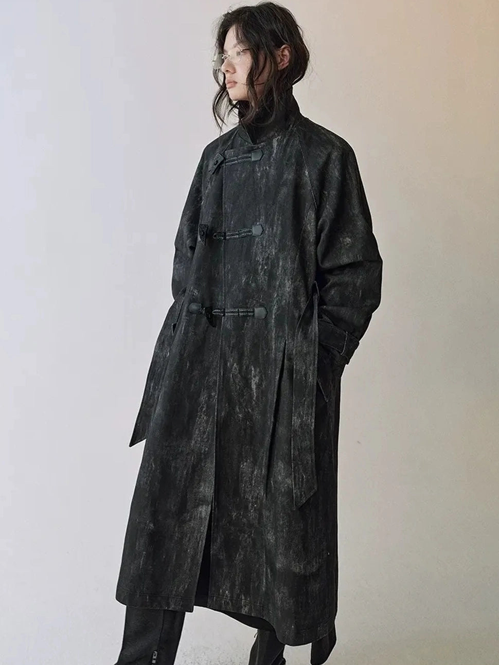 AnnoMundi Moon Washed Draped Cotton Trench Coat
