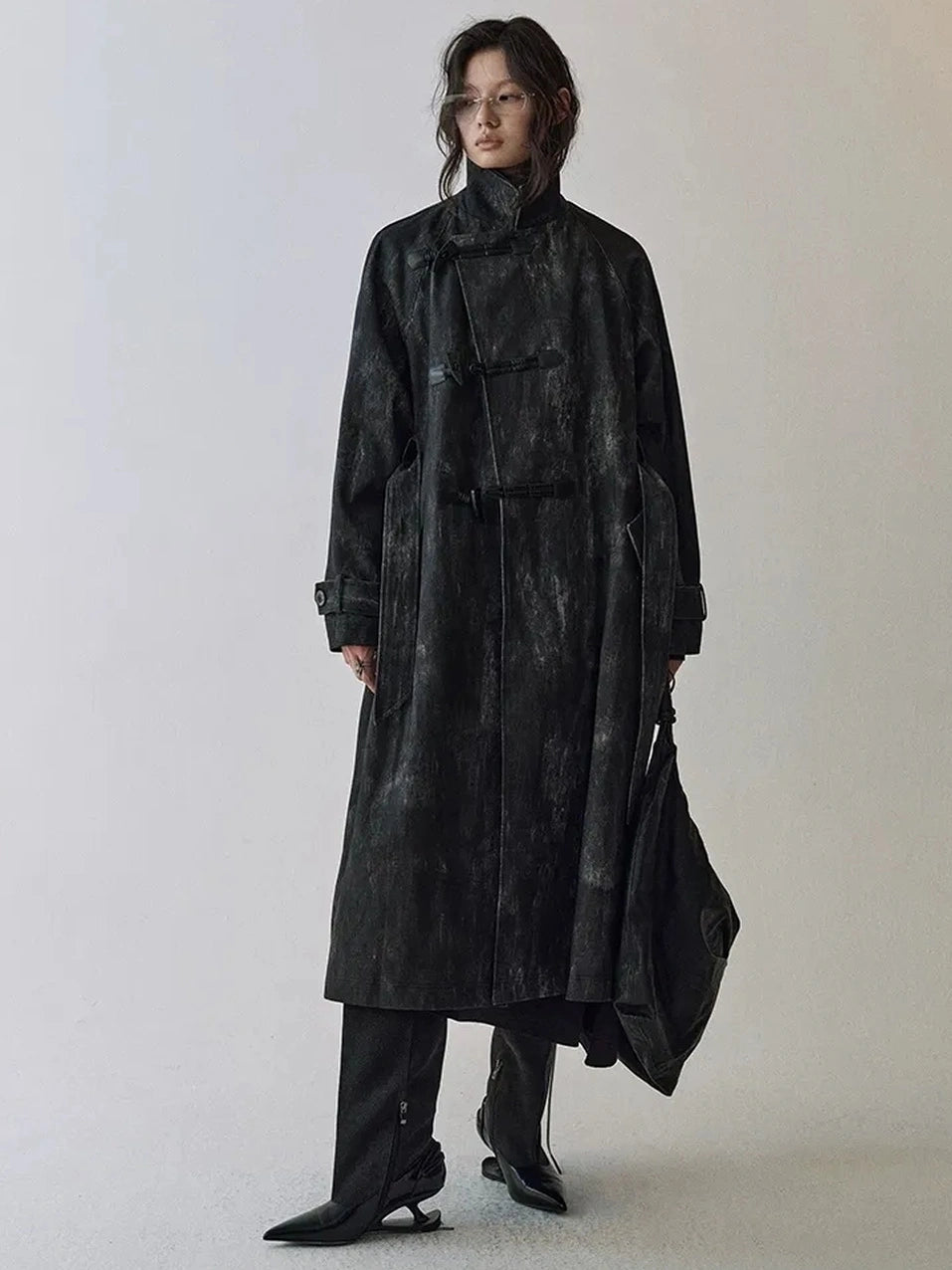 AnnoMundi Moon Washed Draped Cotton Trench Coat