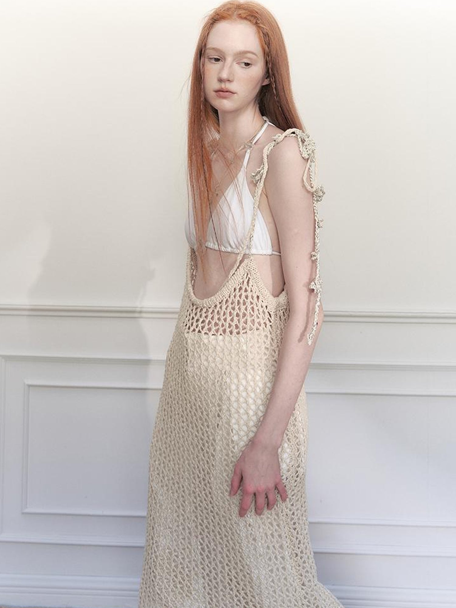 AnnoMundi Moonlight Rope Art Lace Knit Slip Dress