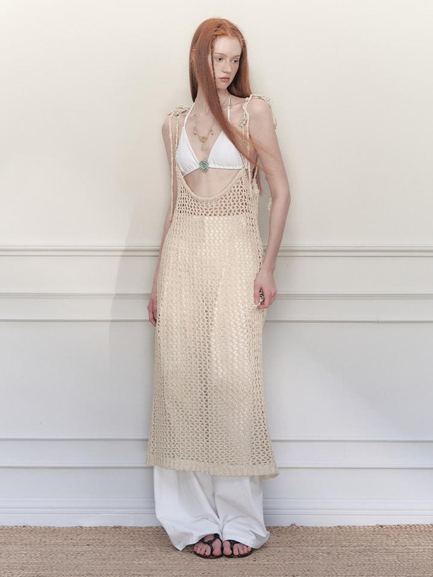 AnnoMundi Moonlight Rope Art Lace Knit Slip Dress